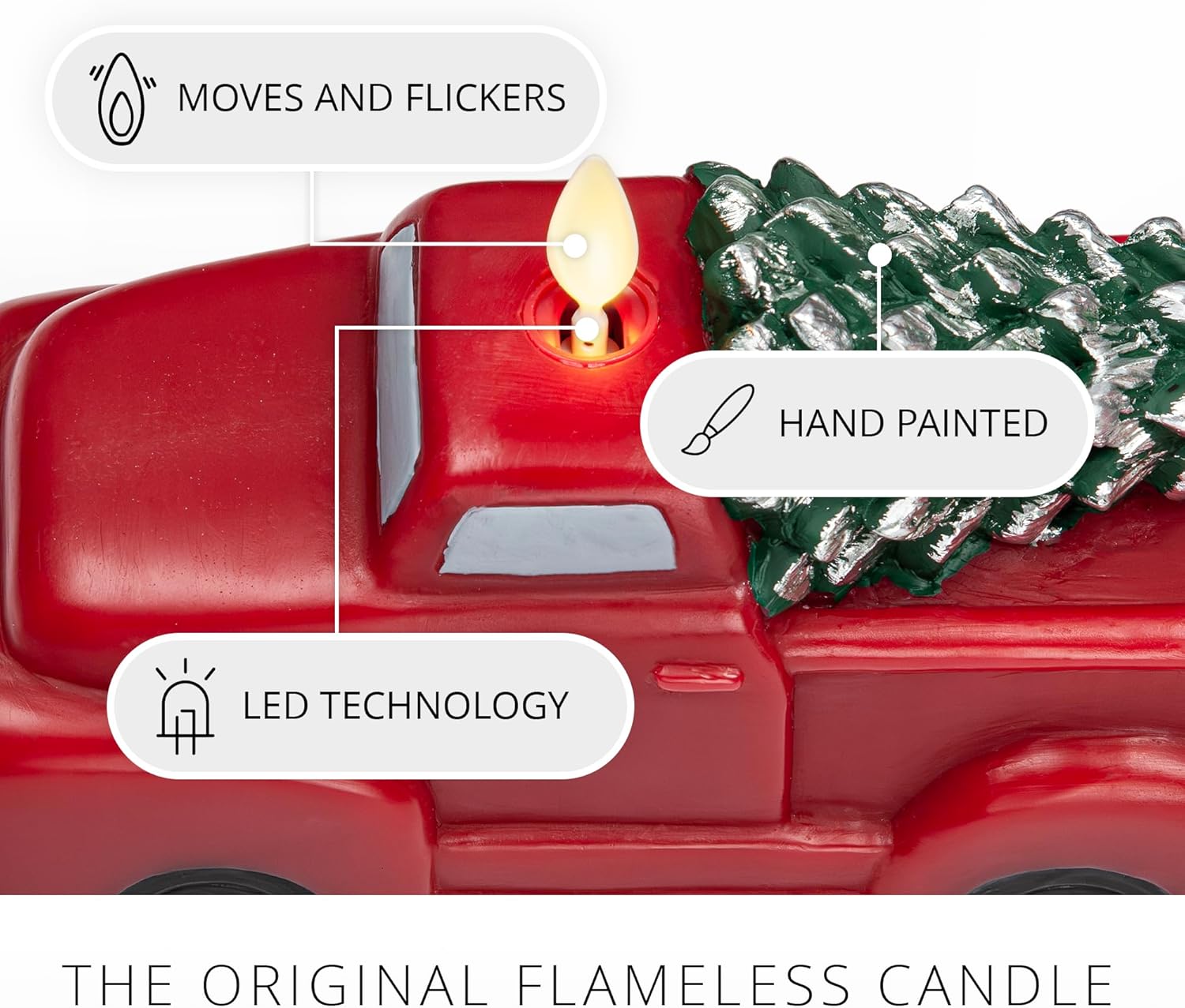 Luminara - Flameless Holiday LED Candle Battery Operated Moving Flame - Red Truck - Pack of 1-7.3x5.5x5.5 - Auto Timer Built-in 5-Hour Timer Candle - Image 3