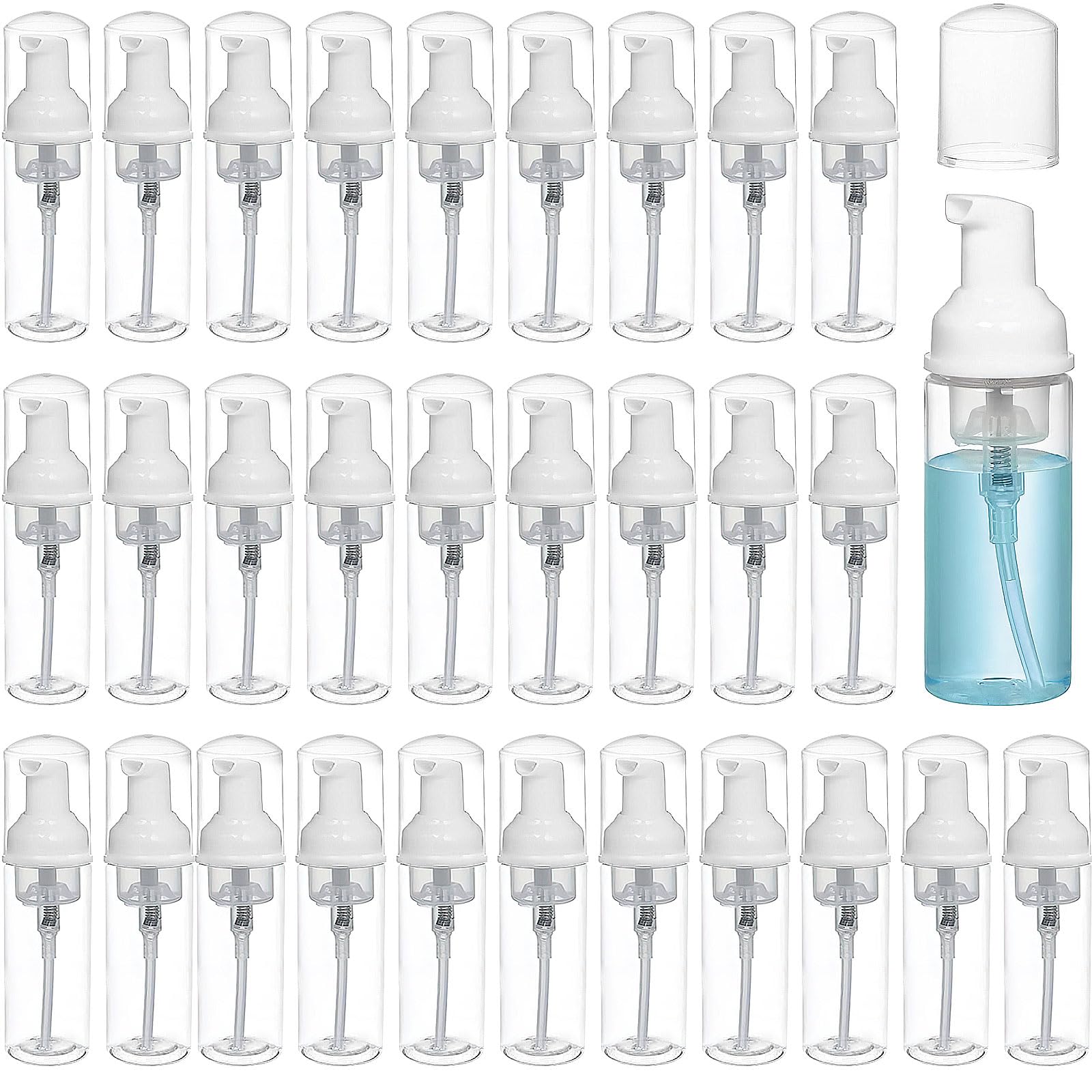 Flacons Pompe Mousse Voyage - Lot De 2, 50ml, Transparent | Distributeur Savon Mousse Réutilisable