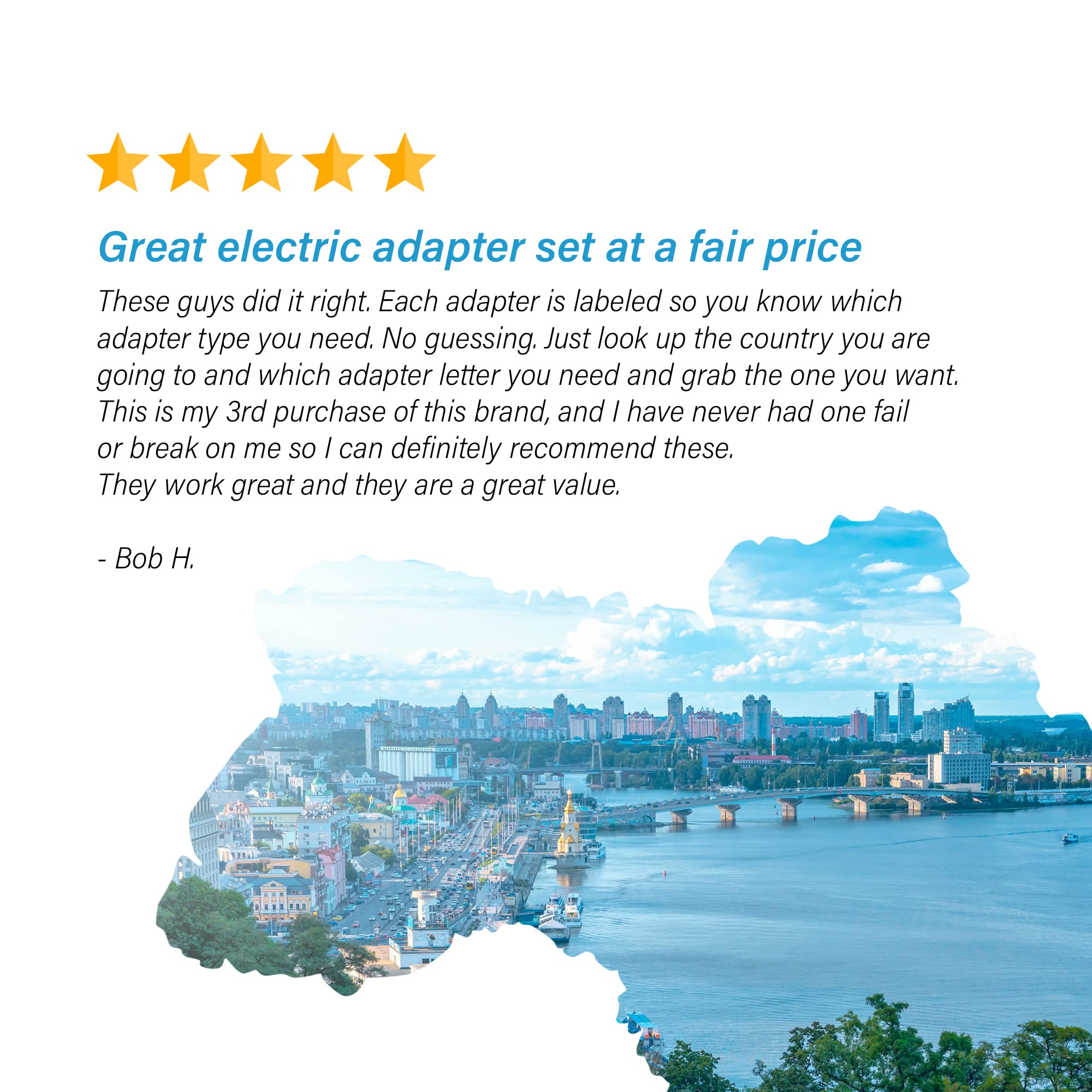 Ceptics Travel Adapter with Types AM Plugs, Travel Plug Adapter Set