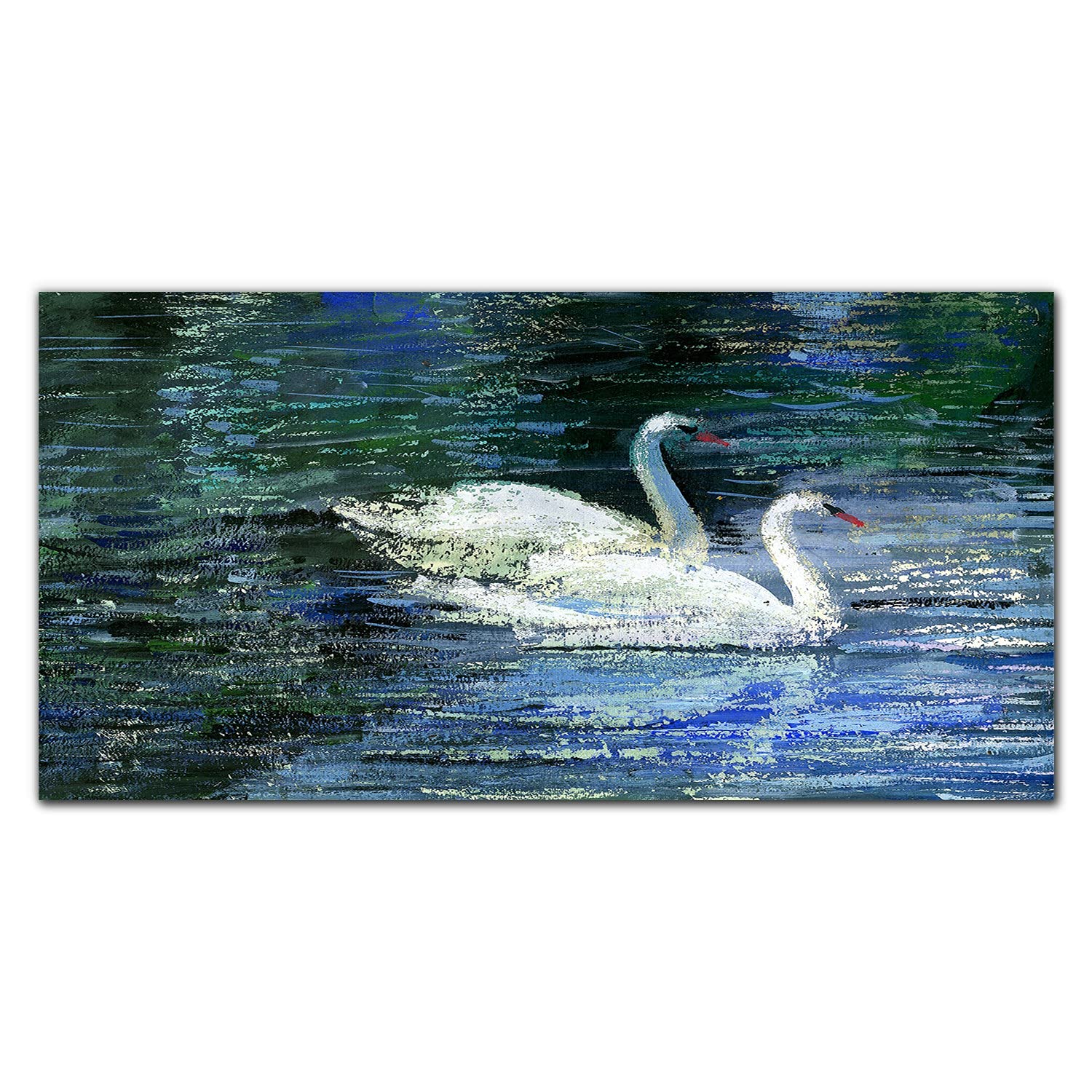 Crédence de cuisine en verre trempé 120x60 cm Lake Birds