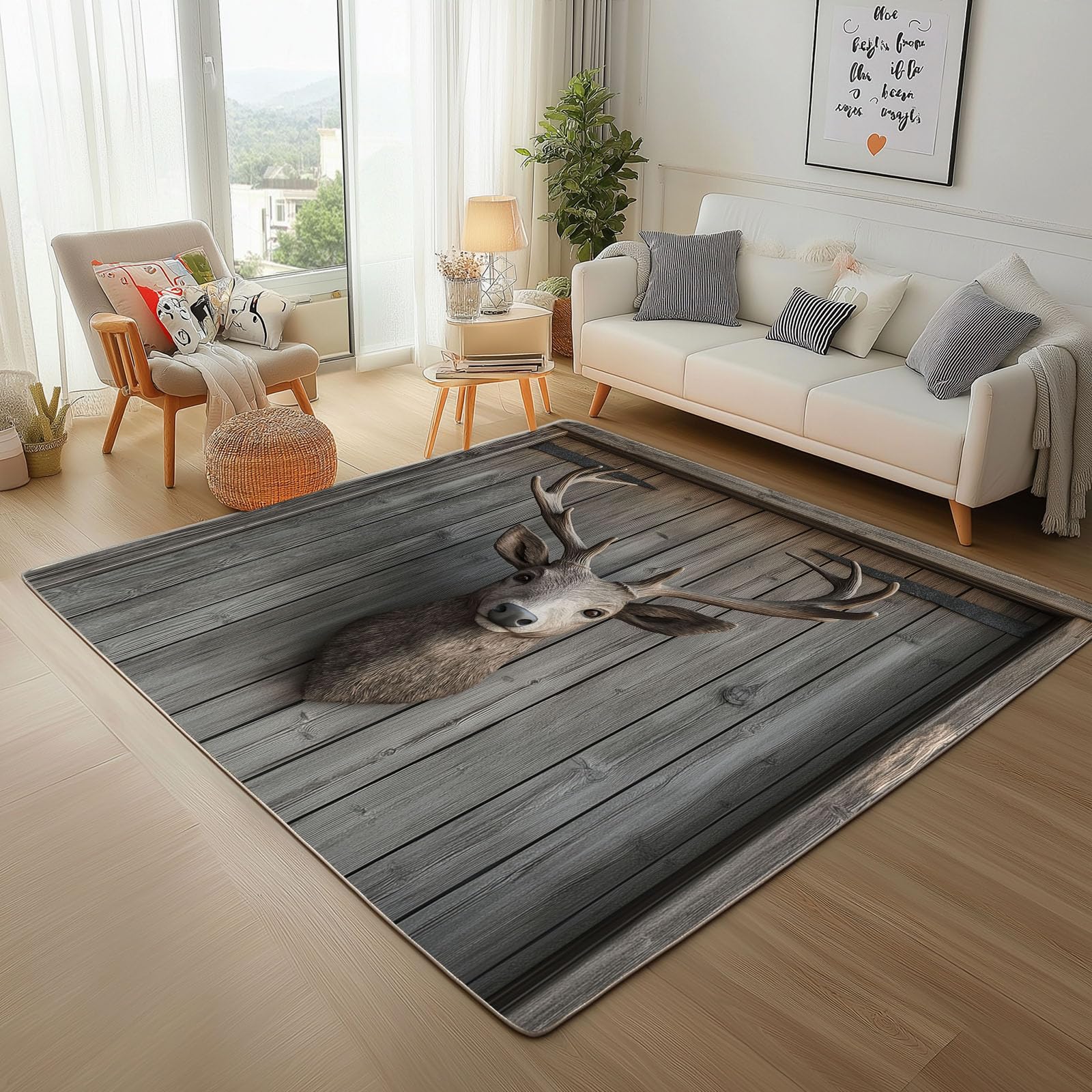 Tapis salon doux à poil ras moderne gris vintage pour chambre