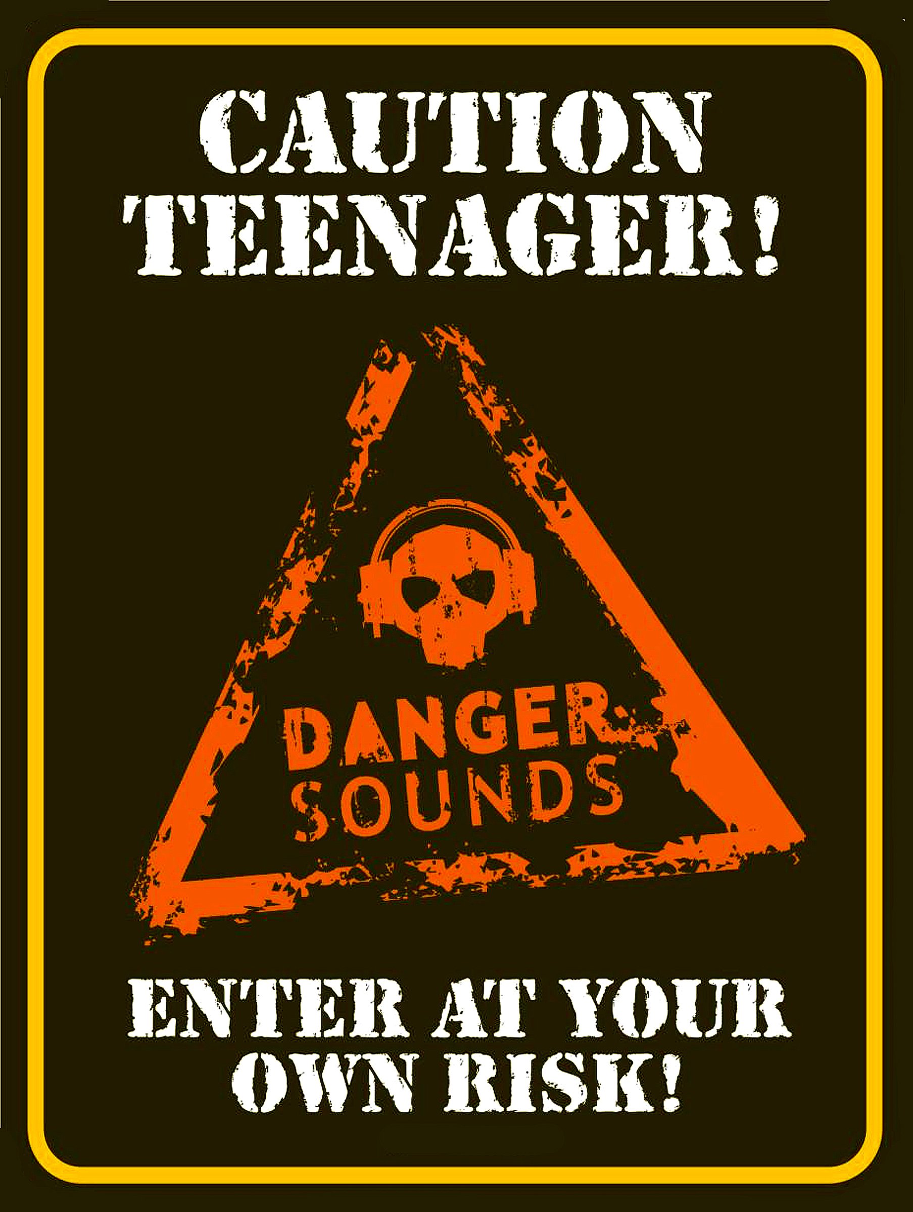 Caution Teenager RETRO METAL TIN WALL PLAQUE SIGN NOVELTY GIFT Home bar shed man cave (150MM X 200MM (6" X 8")