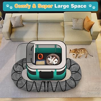 Outdoor Cat Enclosure Catio Pop Up Tent with Tunnel Indoor Cats