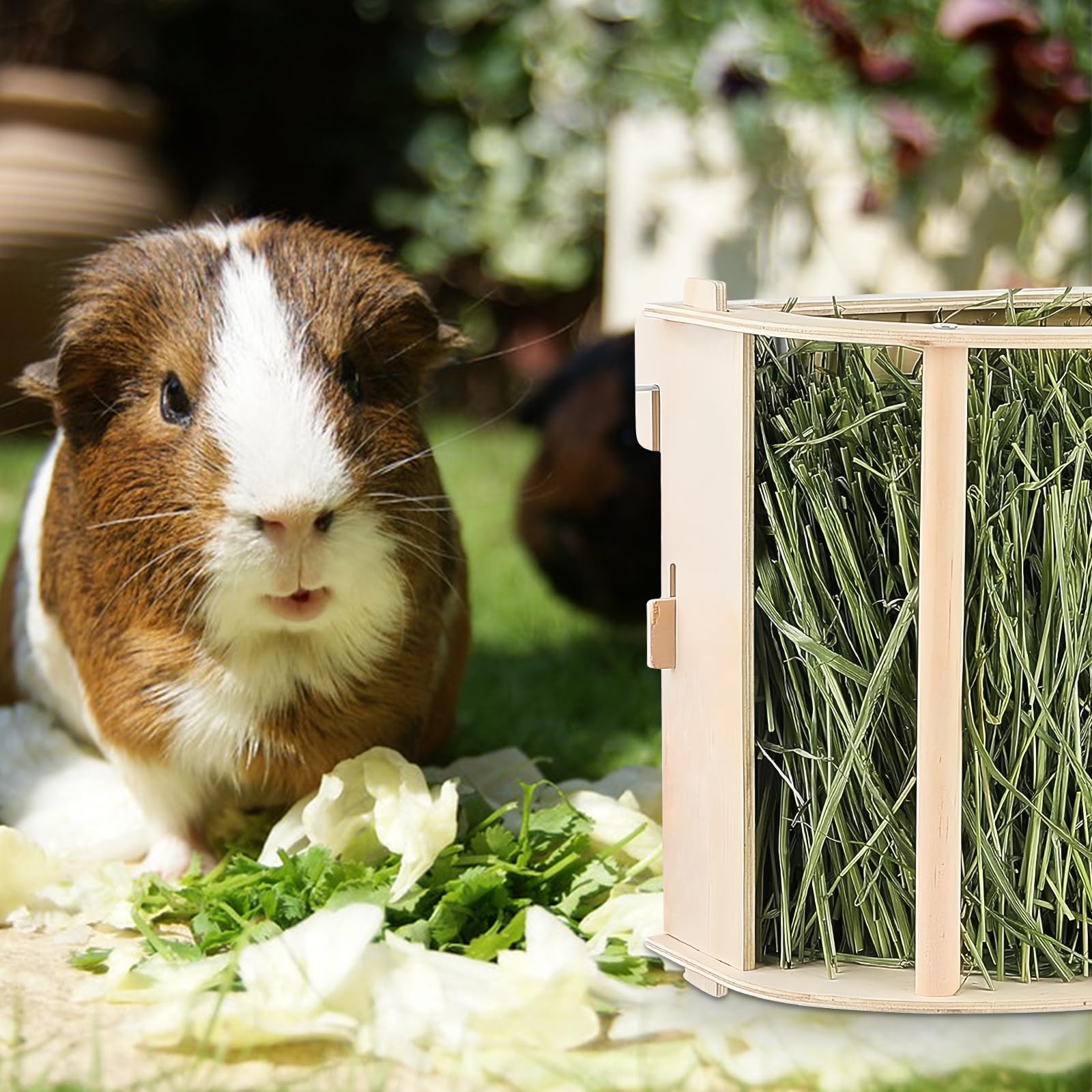 Râtelier à Foin en Bois Naturel pour Cochons d'Inde, Lapins, Hamsters