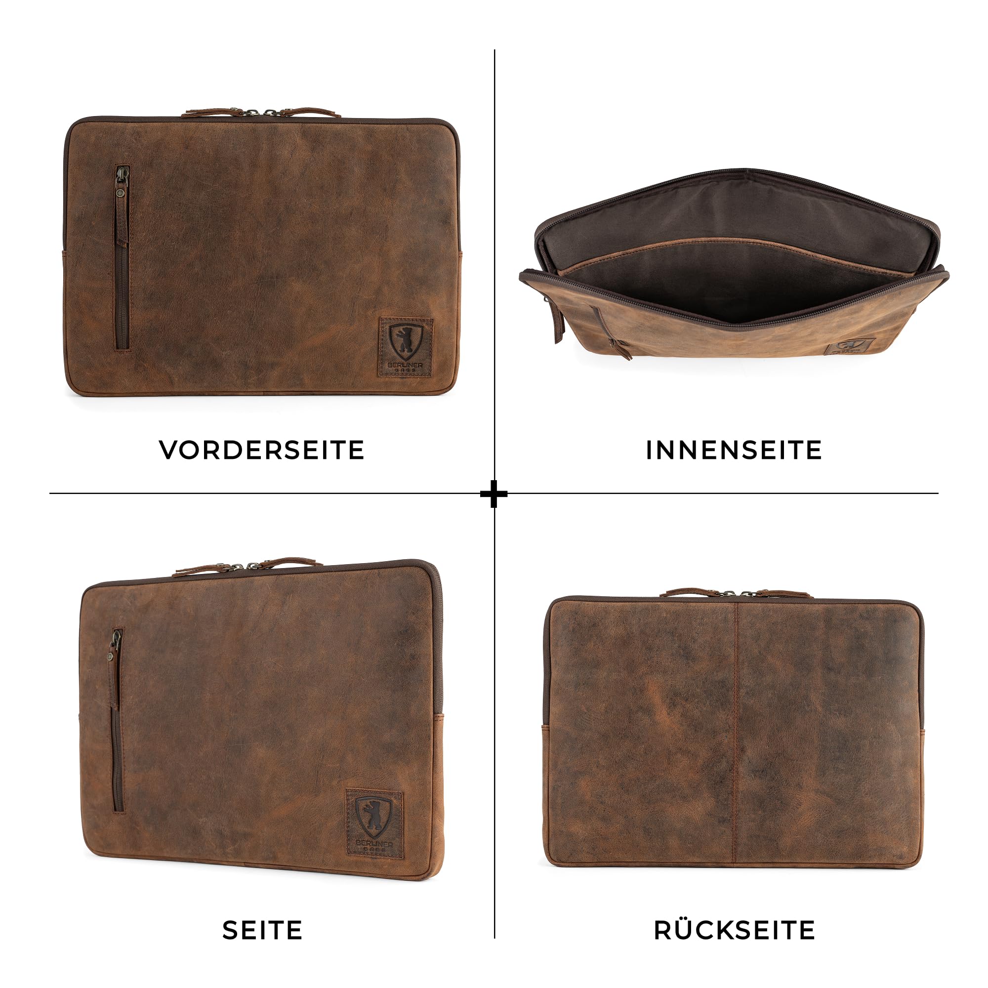 Berliner Bags Laptoptasche Leder Nico Vintage, Schutzhülle 13 Zoll - Braun