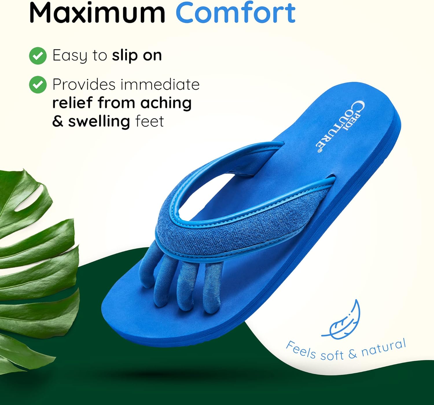 Pedi Couture Pedicure Sandals with Built In Toe Separators for Women - Comfortable Spa Style Flip Flops for Home, Salon, Yoga & Gym Use - Ideal for Nail Drying & Foot Wellness (Navy-L) - Image 2