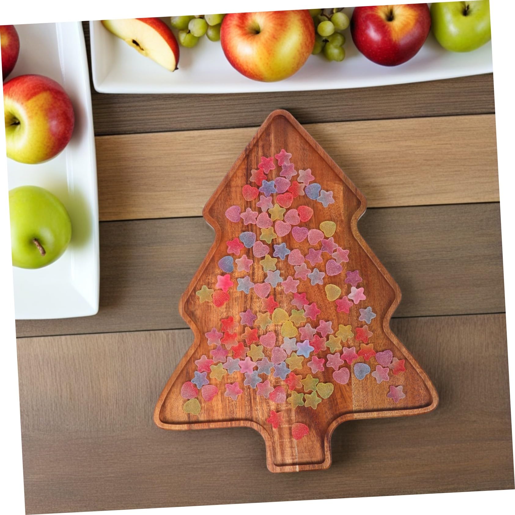MAGICLULU Bandeja De Madera Forma De Árbol De Navidad Bandeja para Servir Quesos y Postres para Fiestas De Navidad Plato De Madera Navideño