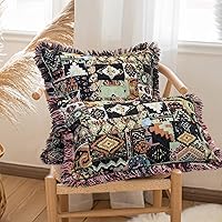 Vista 5 de ZWJD Fundas de almohada bohemias de 18 x 18 pulgadas, almohadas decorativas para sofá, elegantes, de algodón, cuadradas, suaves, marroquíes