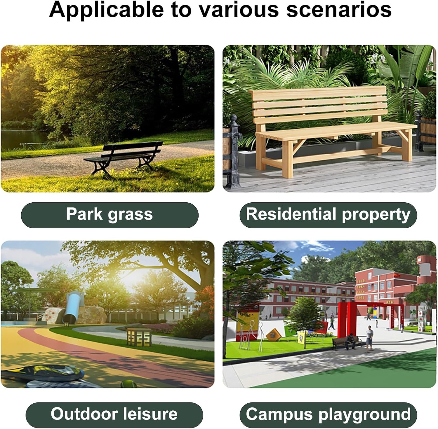 Garden Bench Simple Outdoor Bench, Outdoor Park Bench Full Solid Wood Park Chairs, All-Weather Patio Bench Will for Balcony Porch Backyard Garden Bench Deck (Color : White, Size : 32in)