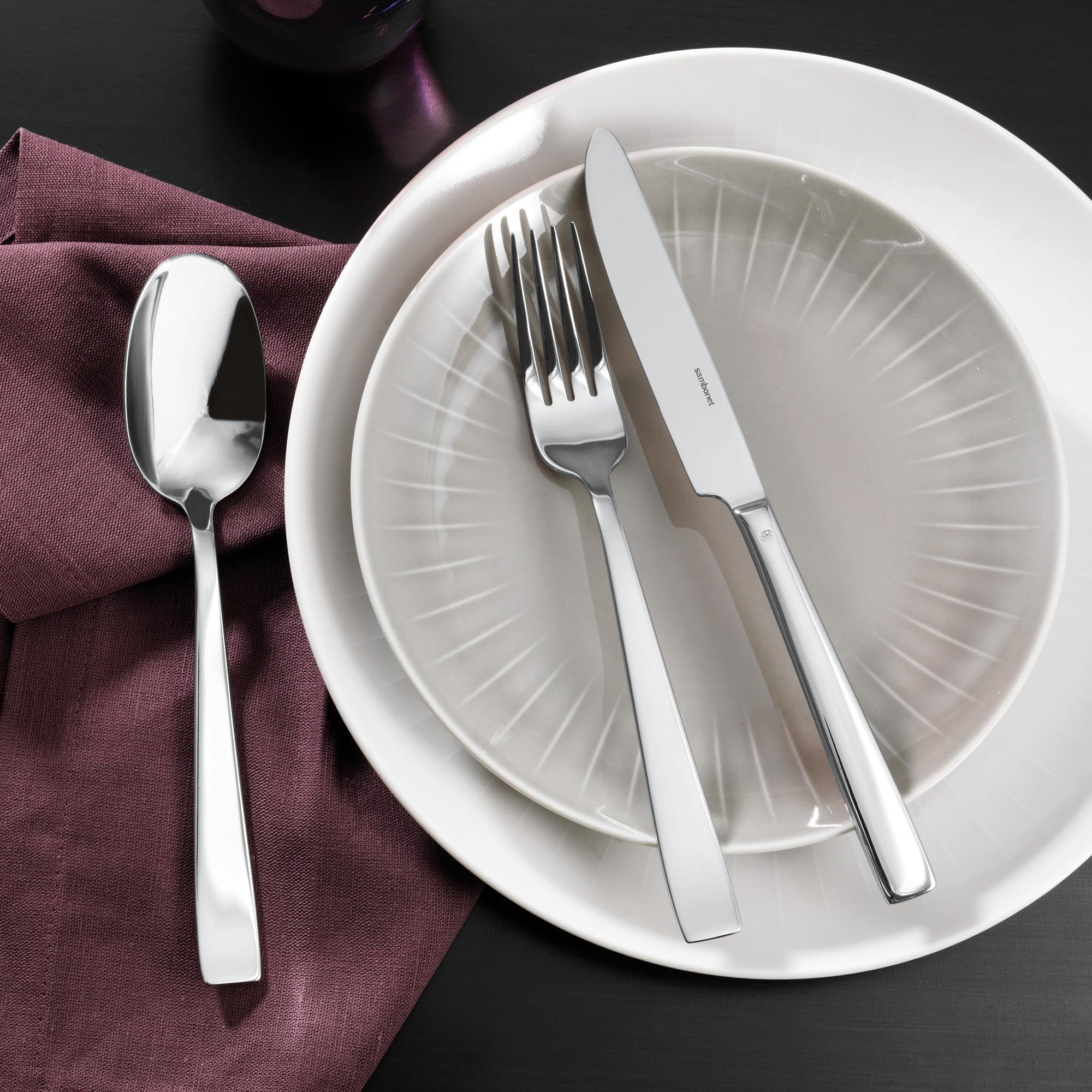 Sambonet Flat 62512-83 Set di Posate da Tavola Monoblocco in Acciaio Inox 18/10, per 6 persone, 36 pezzi: 6 forchette, 6 coltelli, 6 cucchiai, 6 forchette frutta, 6 coltelli frutta, 6 cucchiaini tè