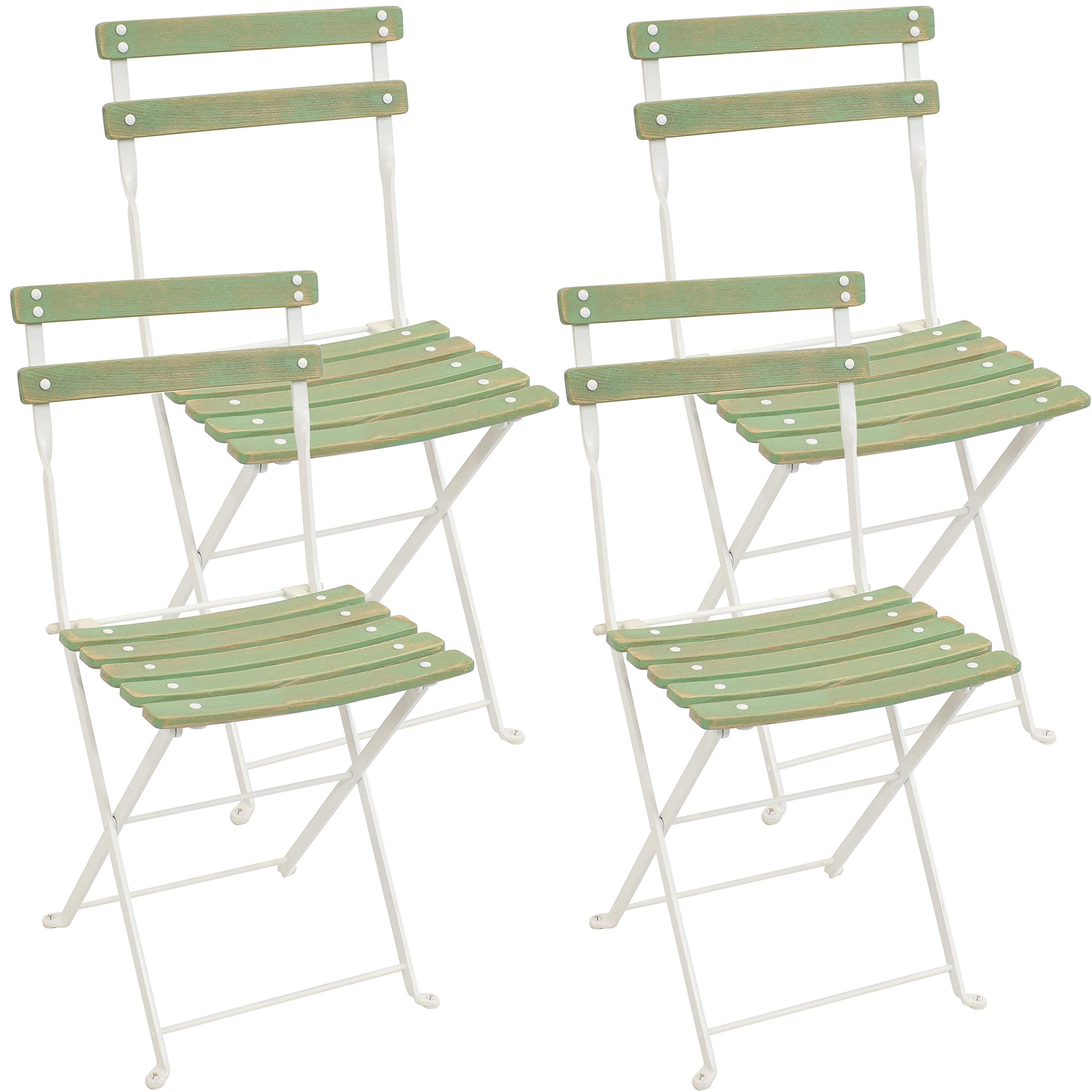 Sunnydaze Classic Cafe European Chestnut Wooden Folding Bistro Chair - Portable, Compact Side Chair 