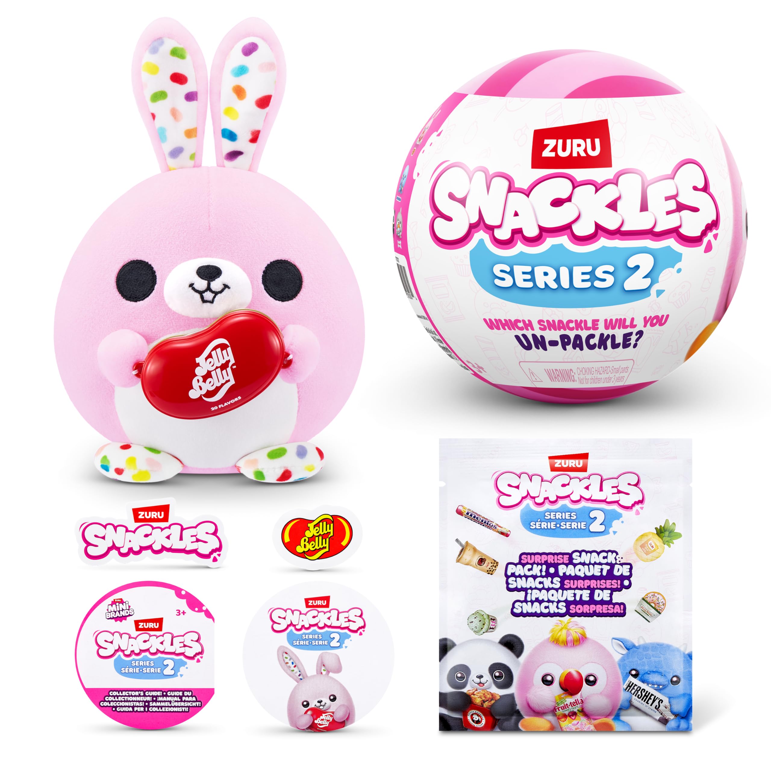 ZURU Snackle Serie 2 Snackle 13 cm Knuffel Knuffel 13 cm met Snack Accessoires