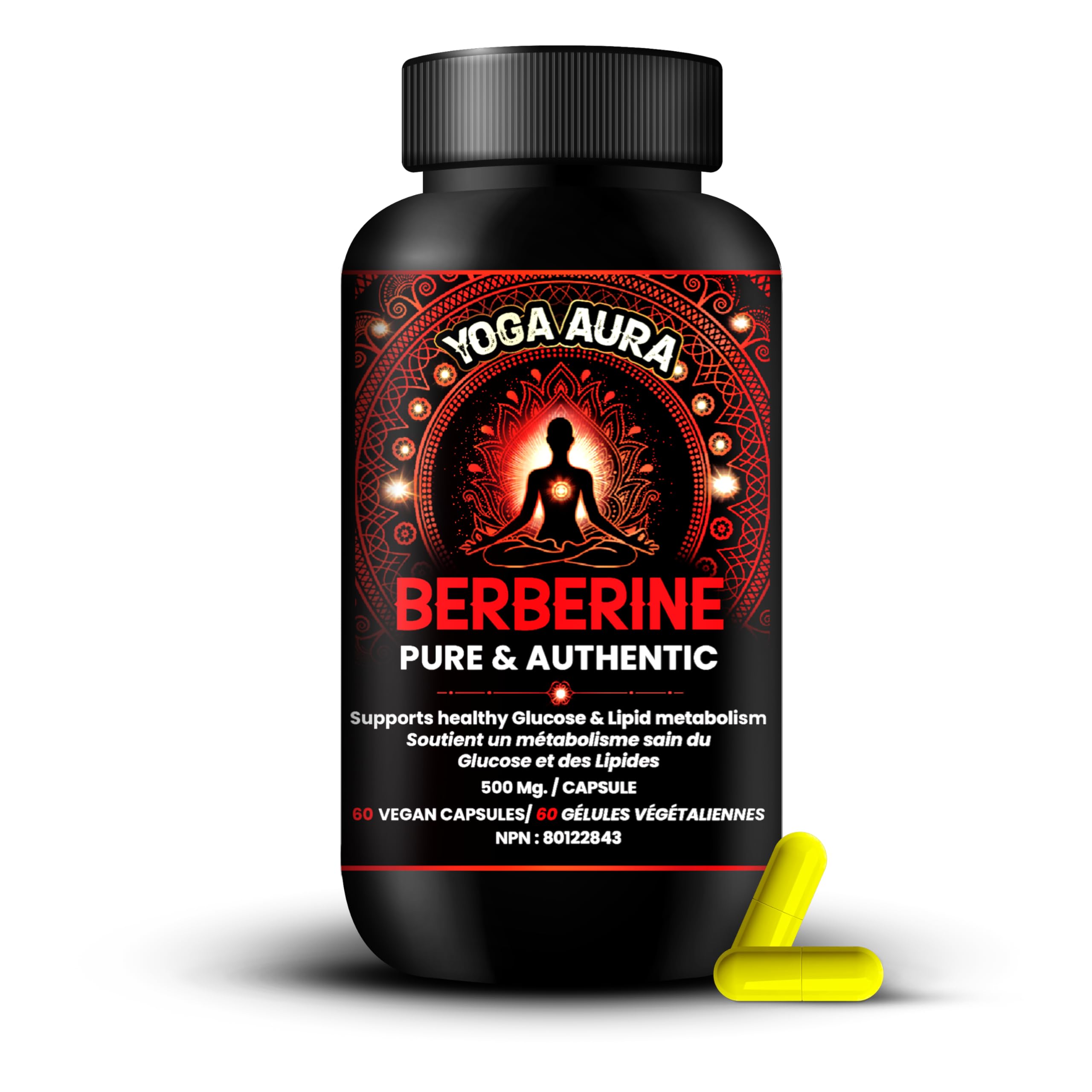 🇨🇦 100% PURE Berberine Supplements Max Strength 1000 mg Per Serving (500mg Per Capsule) |Supports Healthy Glucose (Blood Sugar) and Lipid (Fats) Metabolism, Weight Mgmt | Vegan, Gluten-free. Easy to Swallow - Proudly Small Business Canada