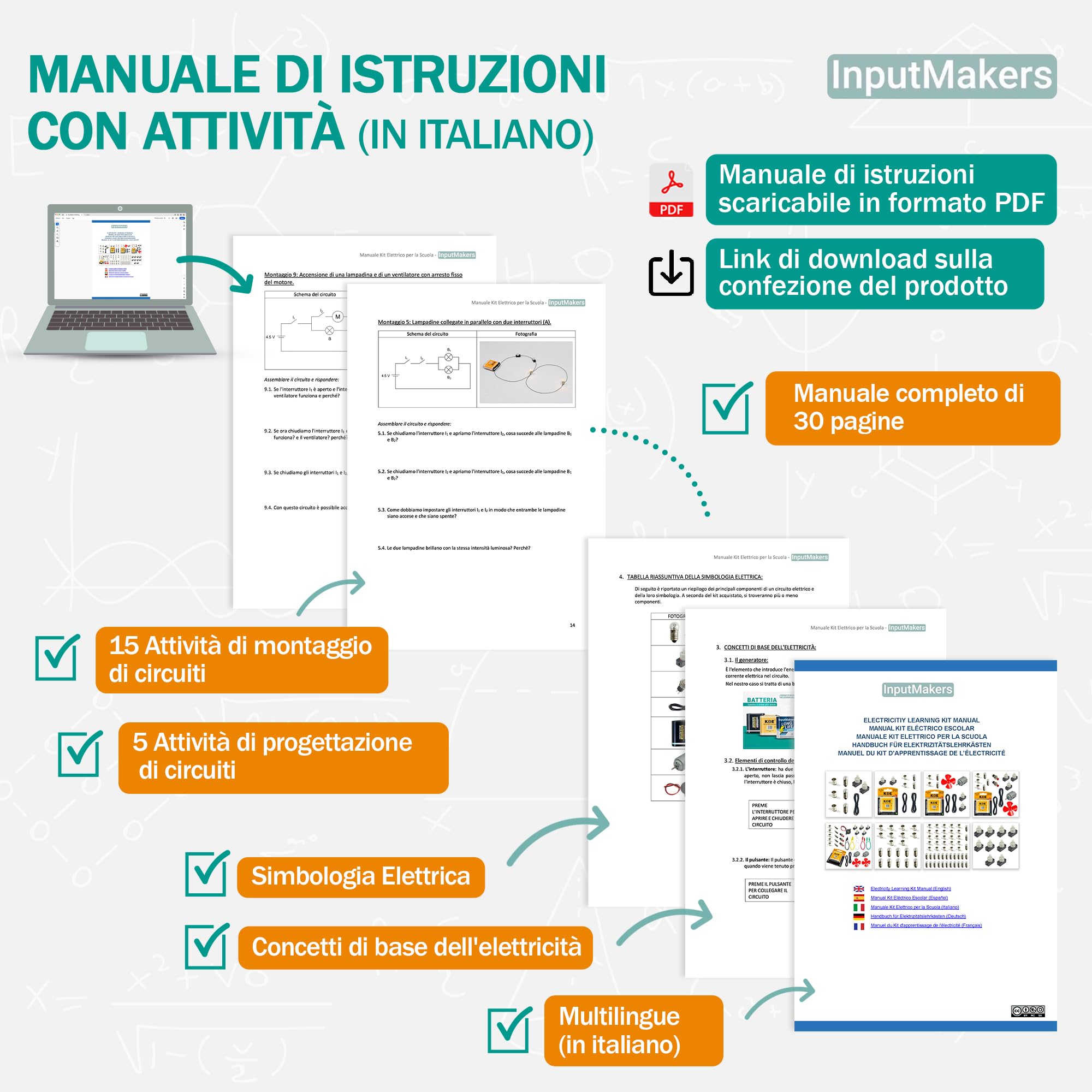 Kit elettrico scolastico avanzato con multimetro digitale, kit circuito elettrico scuola media, circuiti elettrici, kit elettronica, scuola e casa