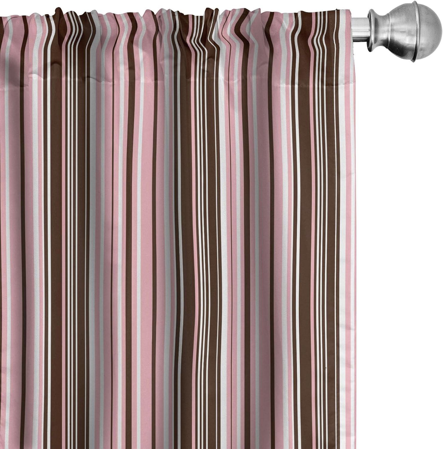 Lunarable Brown Curtains, Little Stars in Circles Pink Hearts Polka Dots on Dark Backdrop, Window Treatments 2 Panel Set for Living Room Bedroom, Pair of - 28" x 84", Brown Pink