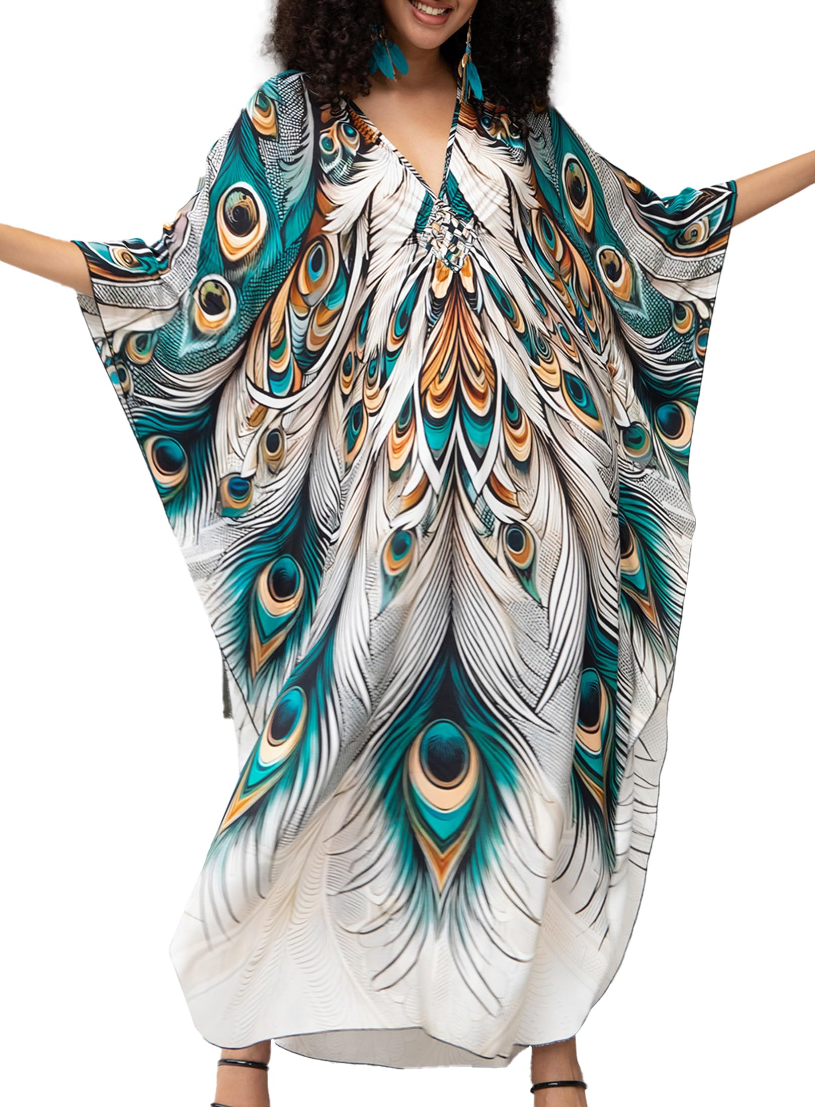 Kaftan Dress for Women 2026 Plus Size Hawaiian Batwing Sleeve Beach Cover Up Summer Swimsuit Dresses