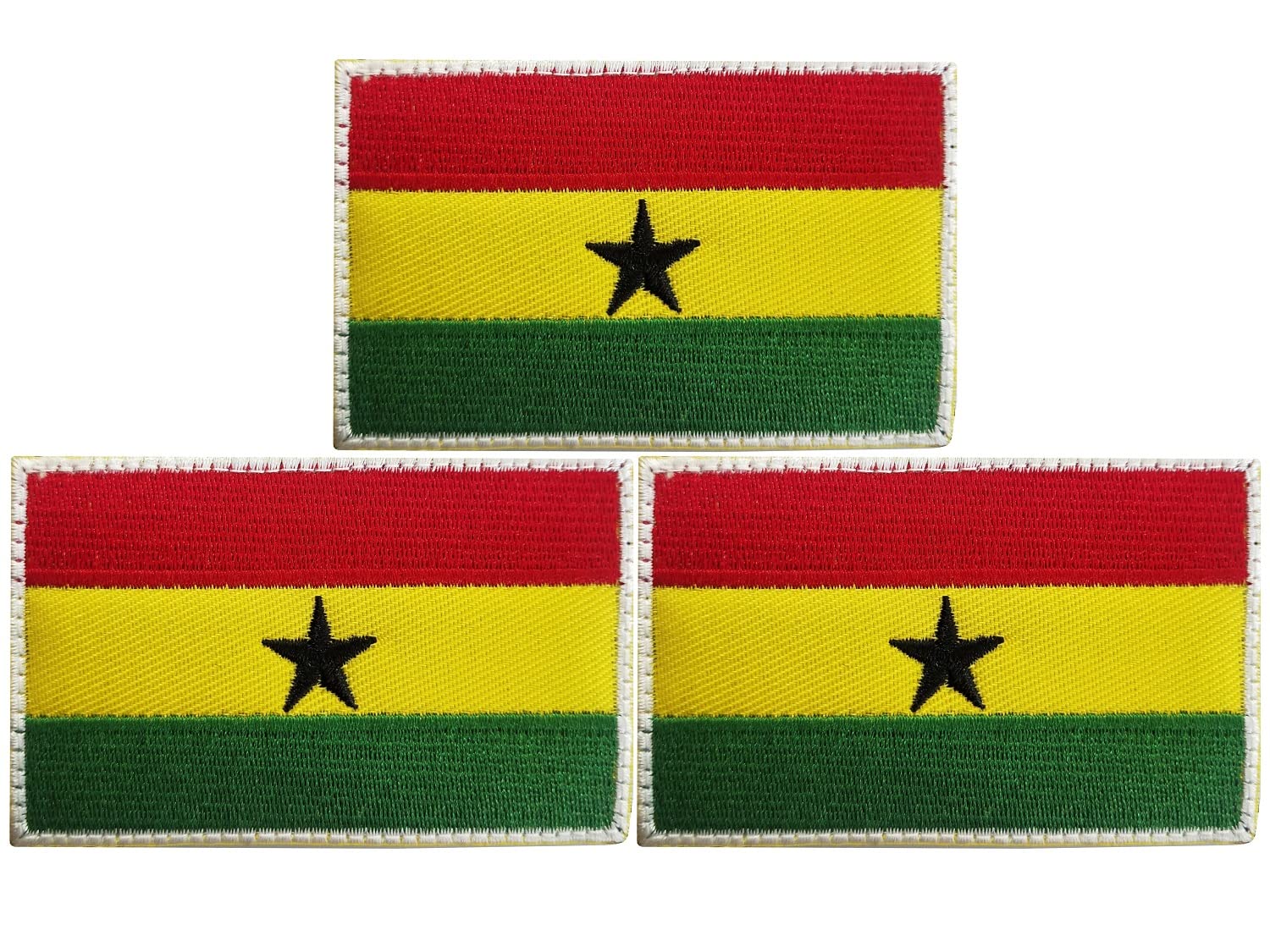 3 Pack Ghana Flag Patch Ghana Flag Embroidery Patch for Hats, Tactical Bags, Jackets, Clothes Patch Team Army Patch...