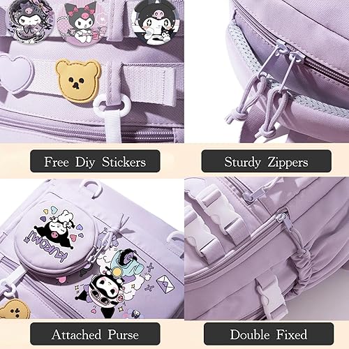 Miniatura 7 de Mochila Kawaii con 21 piezas de accesorios de dibujos animados de anime, antirrobo de viaje, estética, bolsa de regalos para el nuevo semestre con