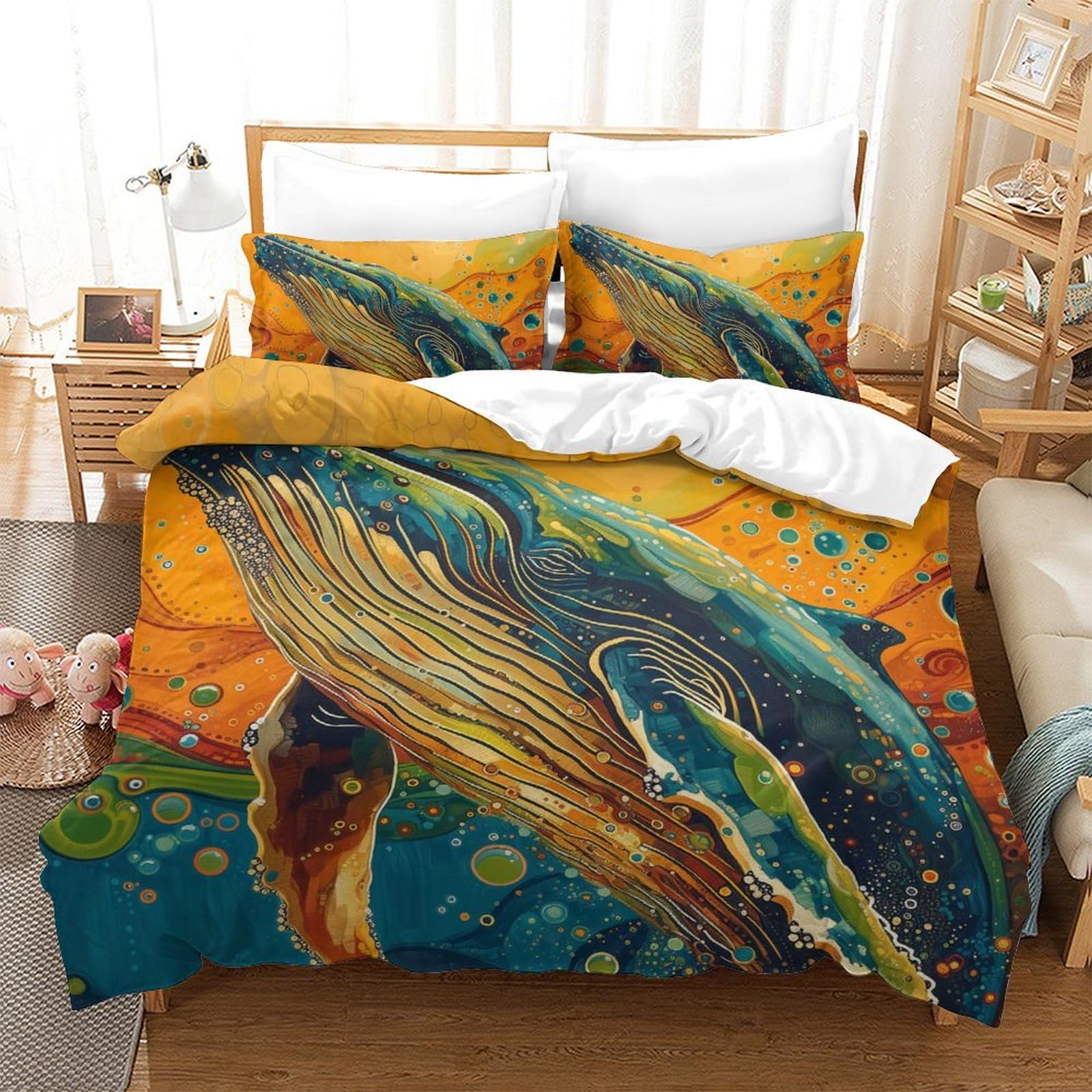 Parure de lit baleine en microfibre super douce et respirante 220x240cm