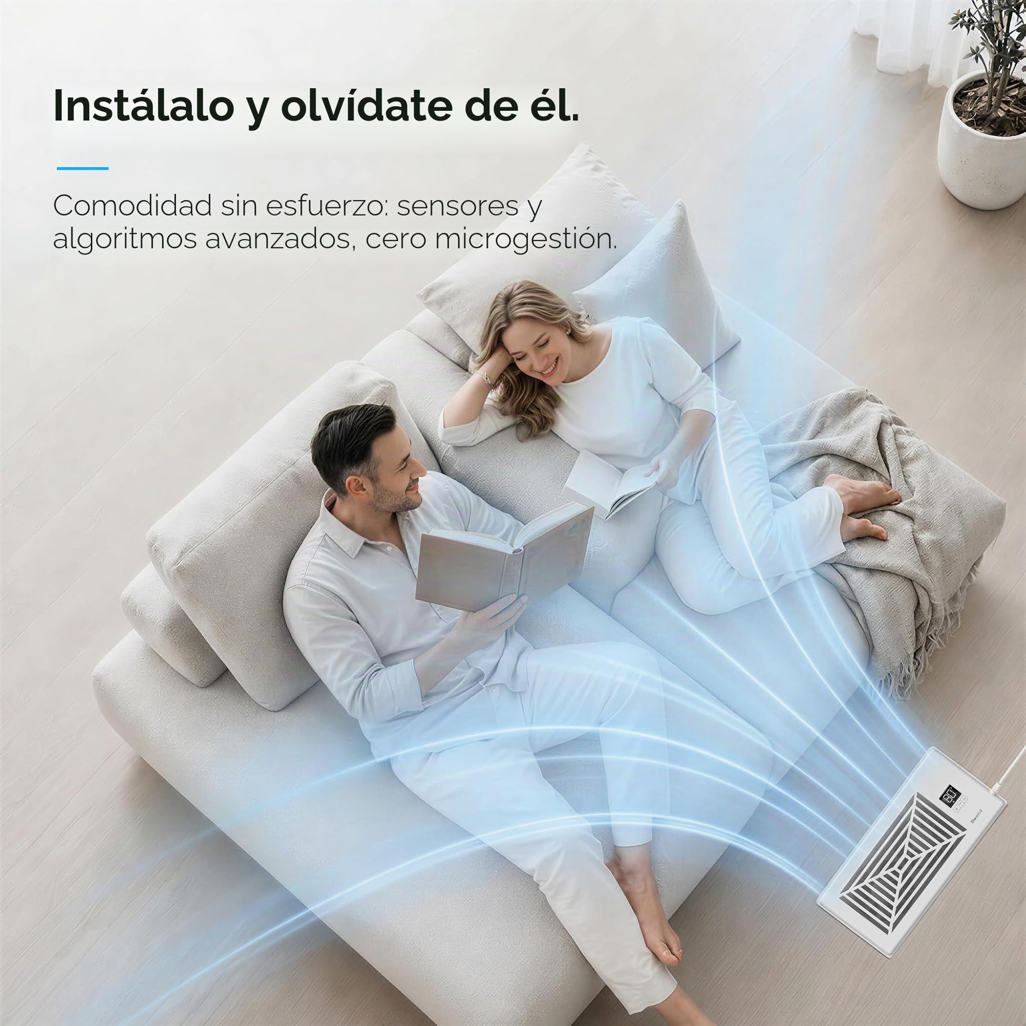 BIOWIND - Ventilador silencioso de registro con 10 velocidades para agujeros de registro de 4" x 10", ventilador inteligente de calefacción y enfriamiento para conductos de aire con control remoto y