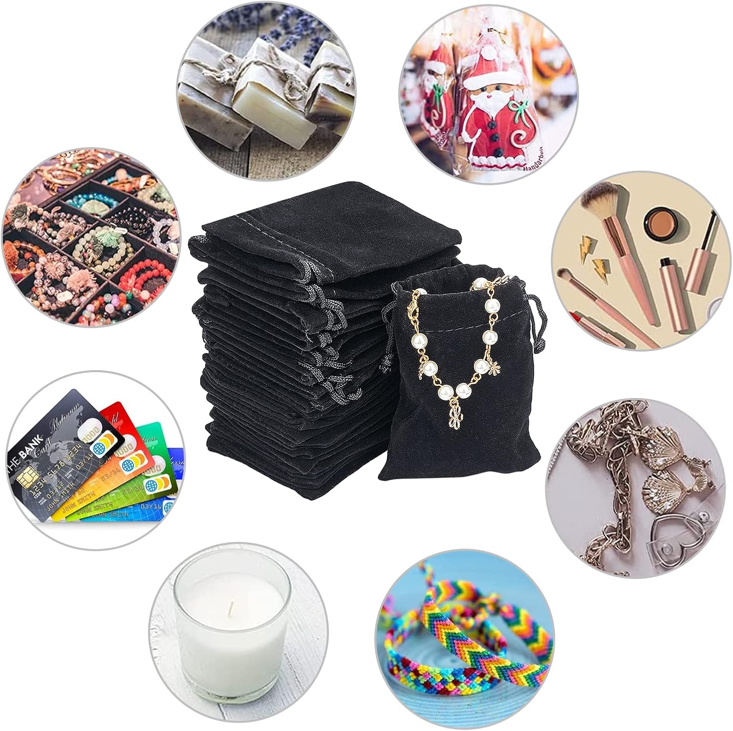 PH PandaHall 30pcs Velvet Jewellery Pouches - Image 4