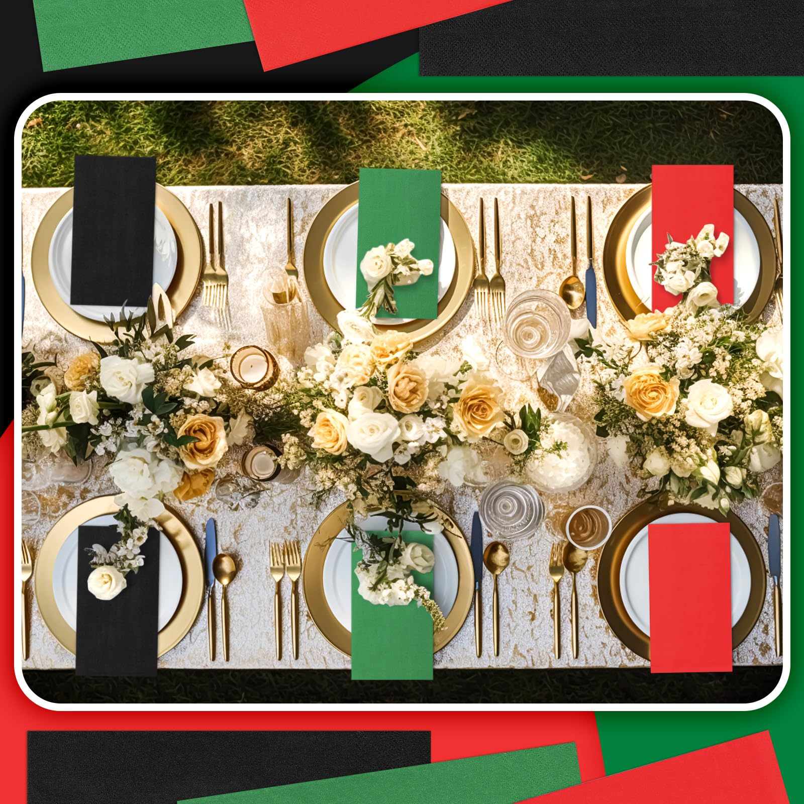 Qilery Lot de 120 serviettes en papier jetables pour salle de bain, dîner, cuisine, fête (rouge, noir, vert foncé)