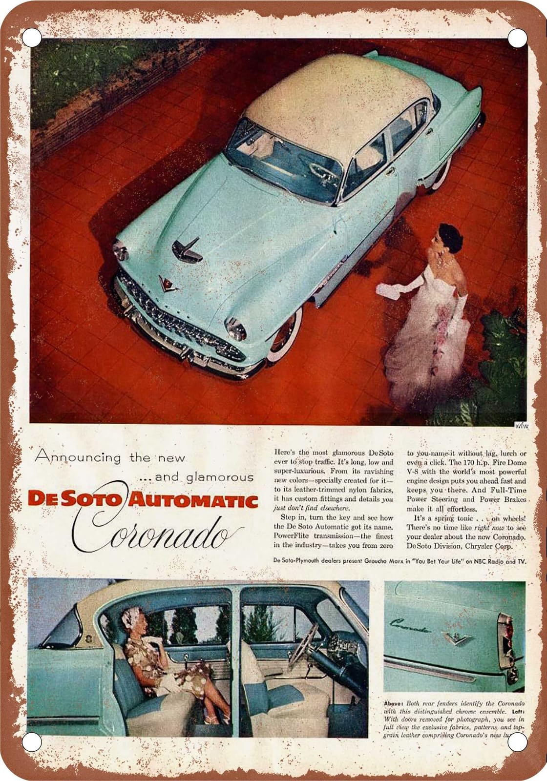 Miaomansenstore Metal Sign - 1954 Desoto Vintage Ad 03 - Old Retro Rusty Look Home Decor
