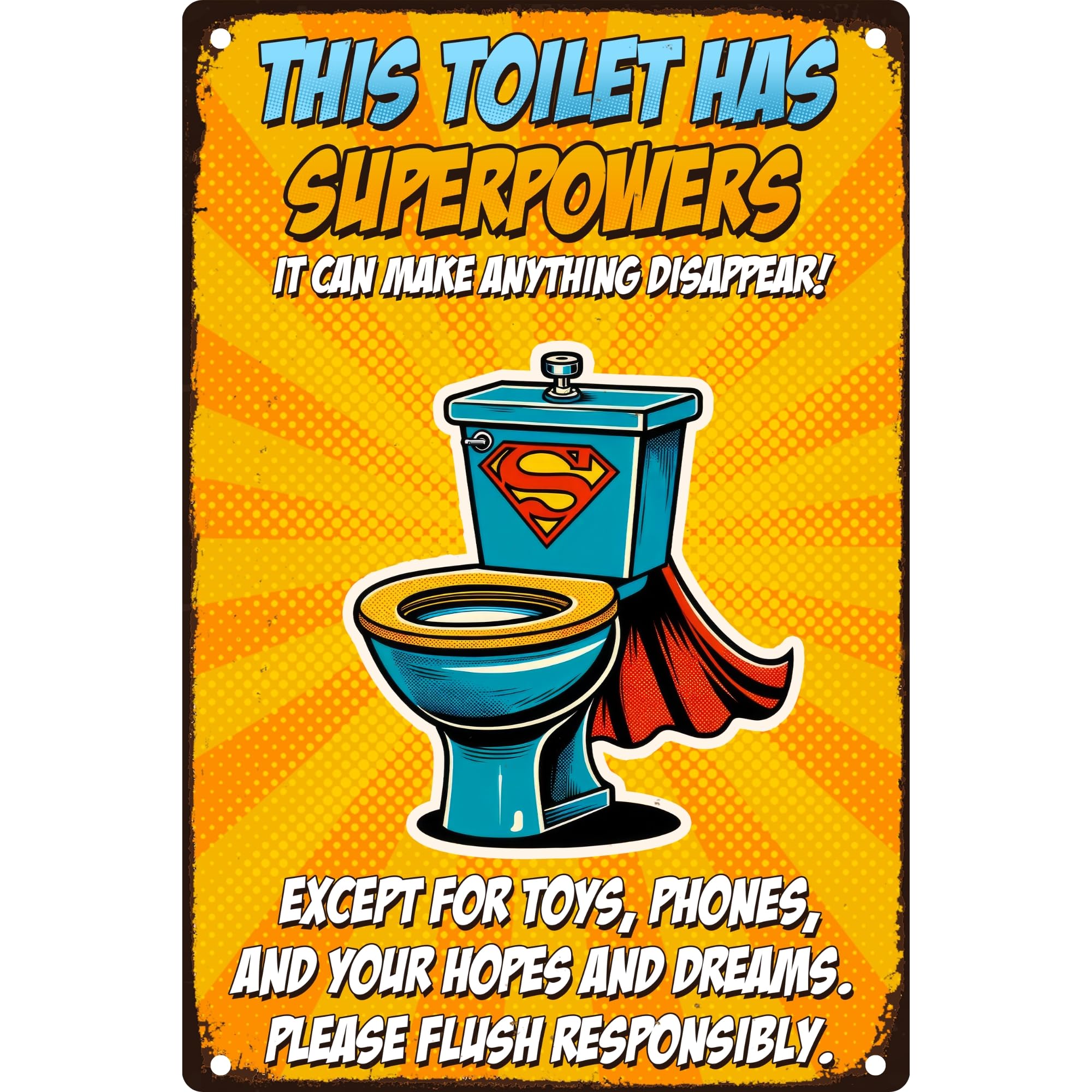 Super rare❗️2vintage l toilet signs METAL SIGN - Flush the toilet - 2 - Vintage Look Sign | eBay