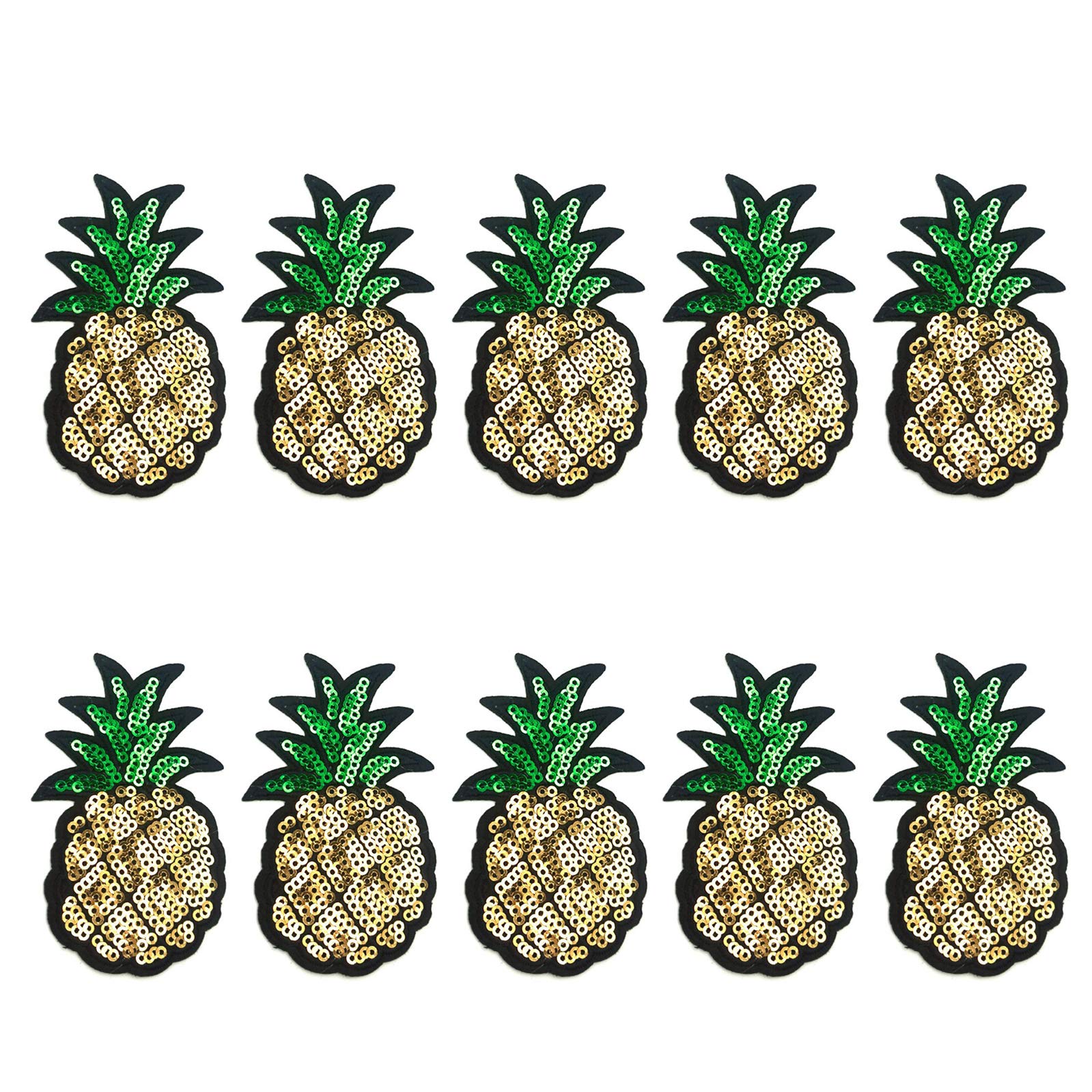 Multi Packs Pineapple Sew on Iron on Sequin Patches (10-Pack)
