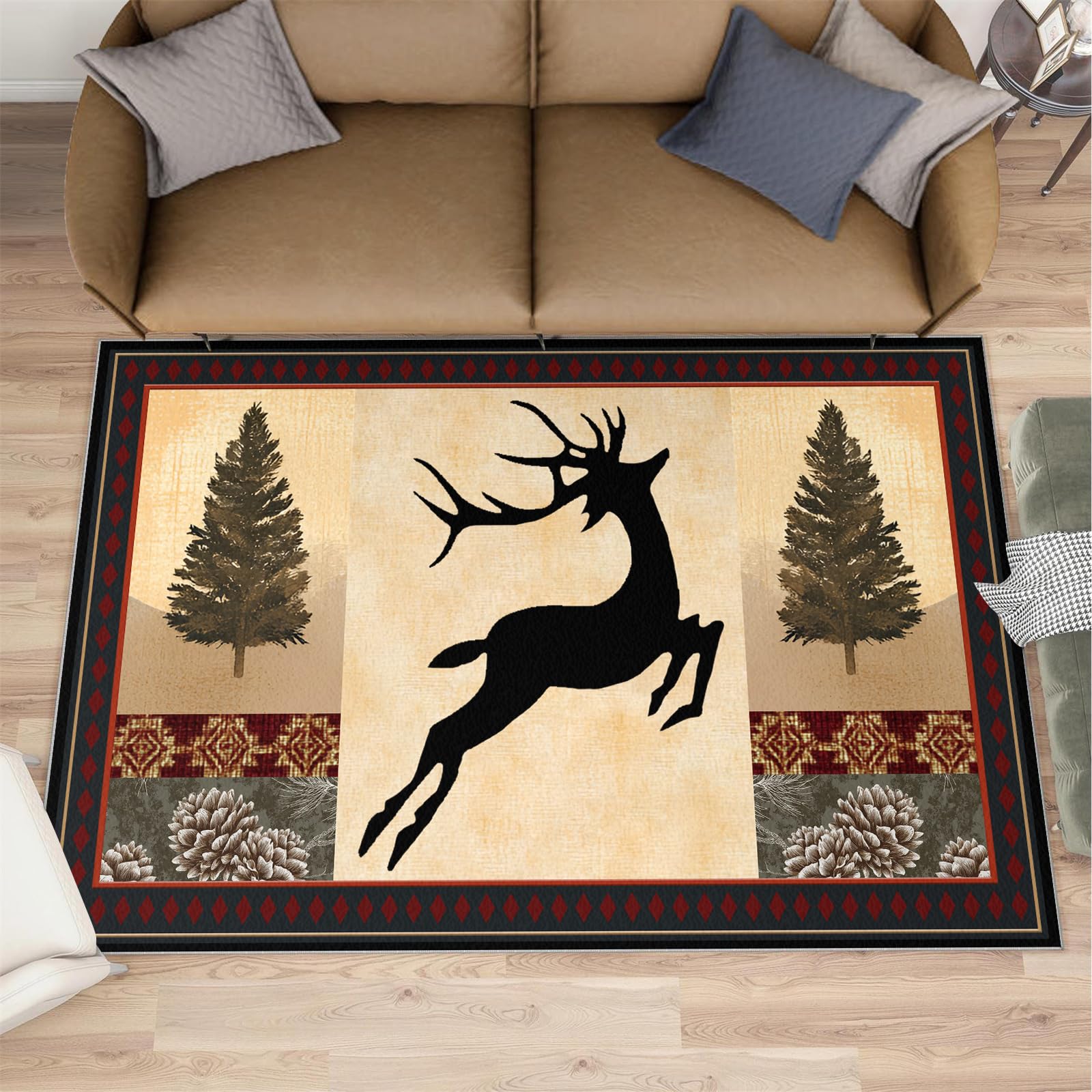 Tapis rustique lavable et antidérapant grand format 160 x 200 cm pour chambre