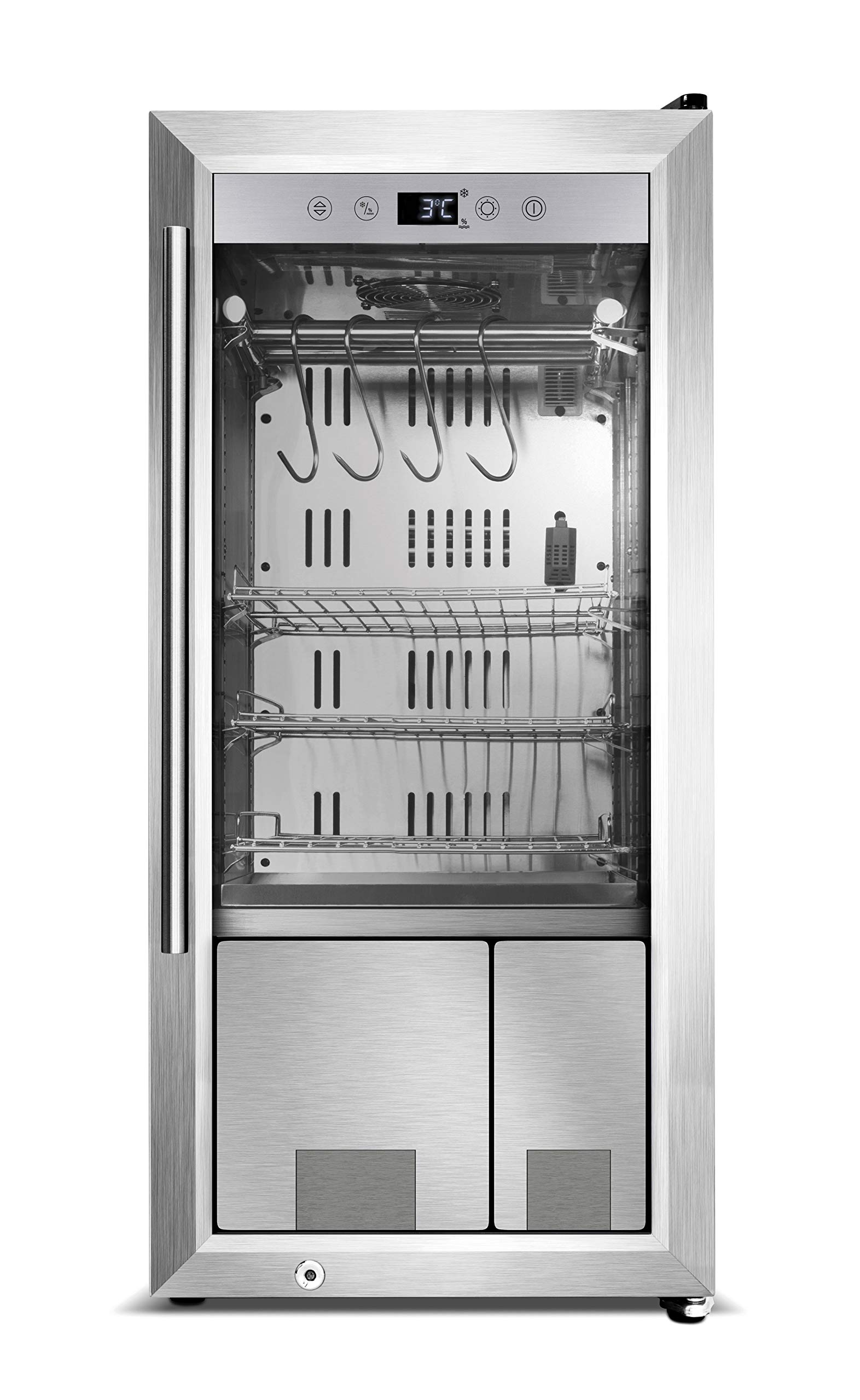 CASO Dry-Aged Cooler - hochwertiger Reifeschrank mit Kompressortechnik, zur Lagerung und Reife von hochwertigem Fleisch, Luftfeuchtigkeit im Inneren einstellbar von 50‐85%