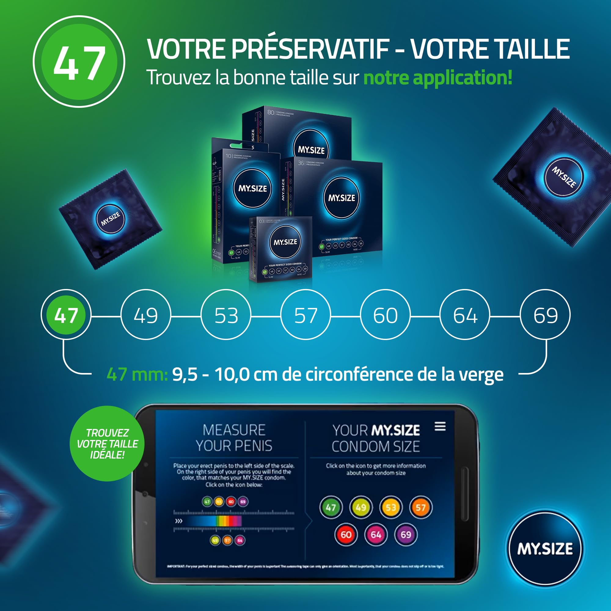 My.SIZE Lot de 36 préservatifs taille 1 47 mm