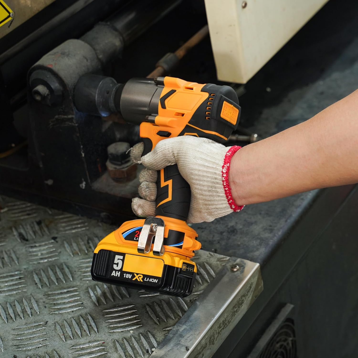 FSYAO 500 ft-lbs maximum torque, 20V 1/2 inch cordless impact wrench-brushless, 4-speed adjustment, automatic start and stop.(Host only/Without battery).