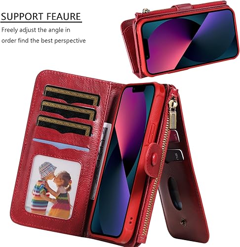 Miniatura 3 de Asuwish Funda de teléfono para iPhone 13 Mini de 5.4 pulgadas con cremallera, funda desmontable con protector de pantalla de vidrio templado y