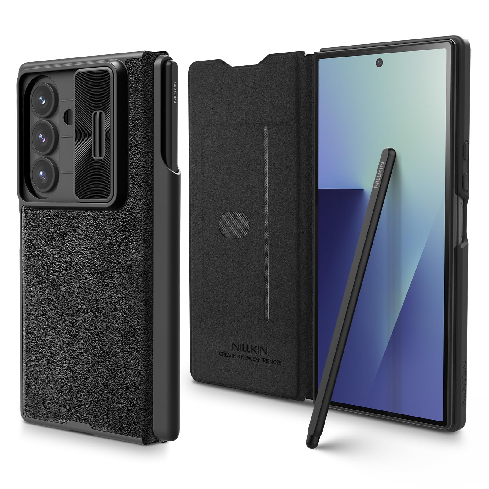 Nillkin Samsung Galaxy Z Fold Wallet Case with S Pen, [Detachable S Pen  Holder] [Built in Stylus Pen] [Card Slot] [Slide Camera Cover] [Hinge