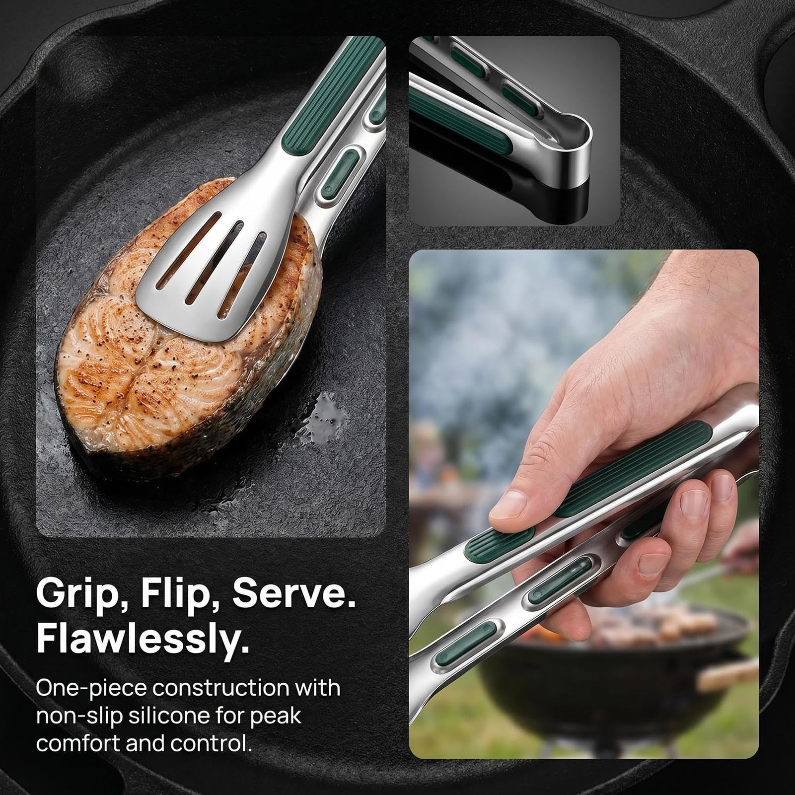 Pinze da Cucina in Acciaio Inossidabile Clip Da Servizio Con Manico | Pinze da Cucina in Metallo Per Pasta Insalata Frutta Sottaceti Antipasti Carne Griglia Barbec