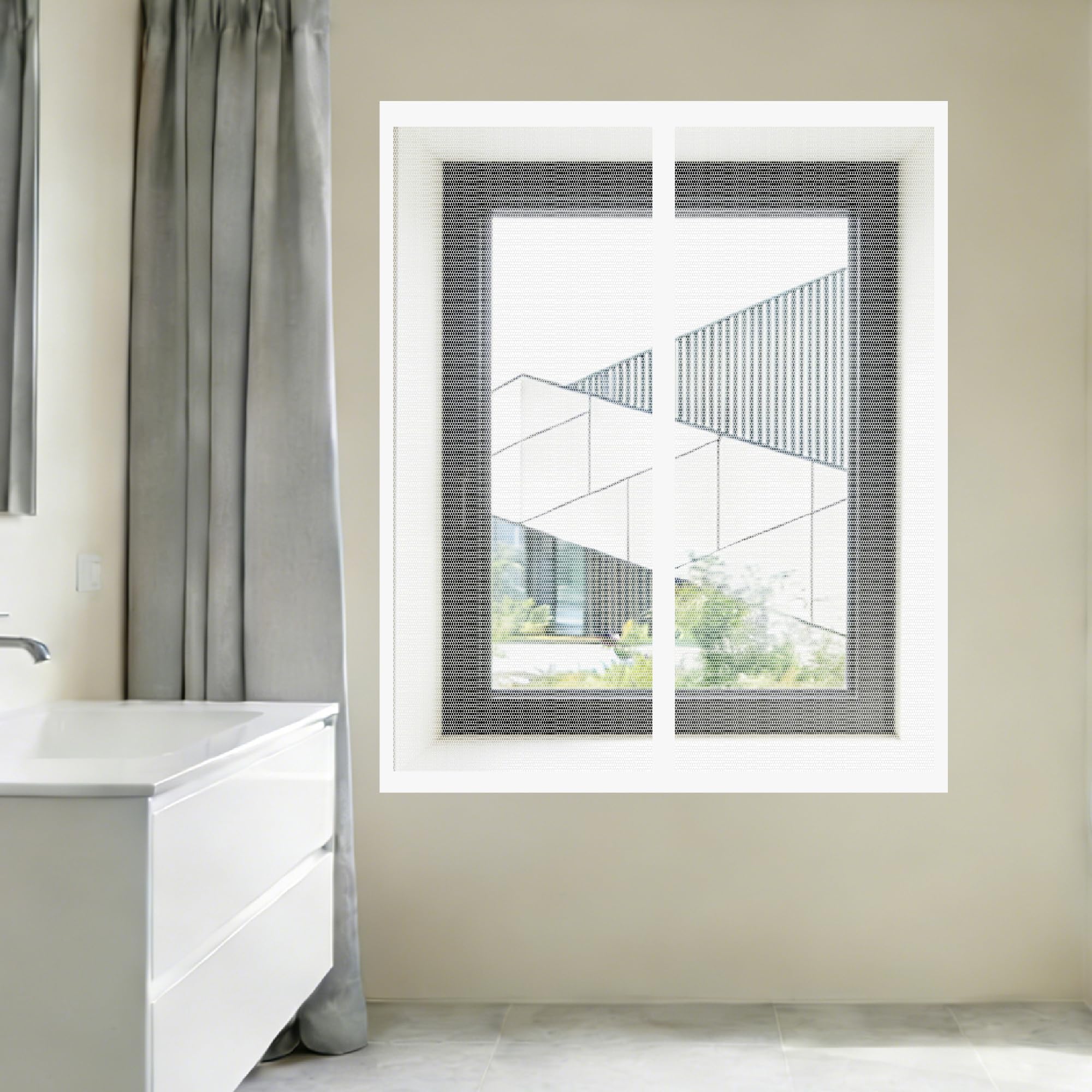 Fly Screens Windows 75 x 135 cm Keep Fly Mosquito Out Silent Insect Mesh that Close Automatically Custom Size for Living Room Bedroom Offfice, White