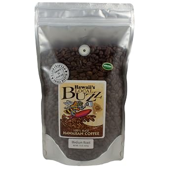 Hawaiis Local Buzz Whole Bean Coffee, Medium Roast, 15 Ounce