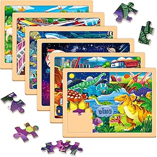 Vextronic Wooden Puzzles for Kids Ages 4-6, 11.8"x8.8" 6 Packs Jigsaw Puzzles 24 & 60 pcs for Toddlers, Wood Toddler Puzzles, Safe Educational Kids Puzzle Toy for Boys Girl Children Ages 3 4 5 6 7 8 9