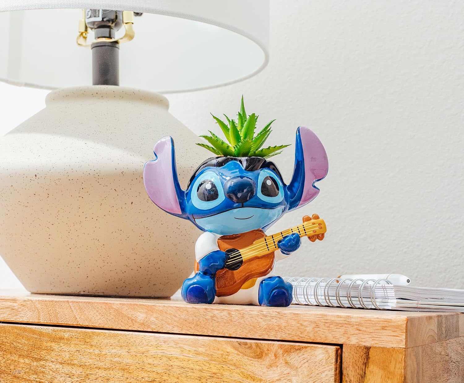 Silver Buffalo Disney Lilo & Stitch Elvis 6-Inch Ceramic Mini Planter with Artificial Succulent | Cute Flower Pot, Faux Indoor Plants