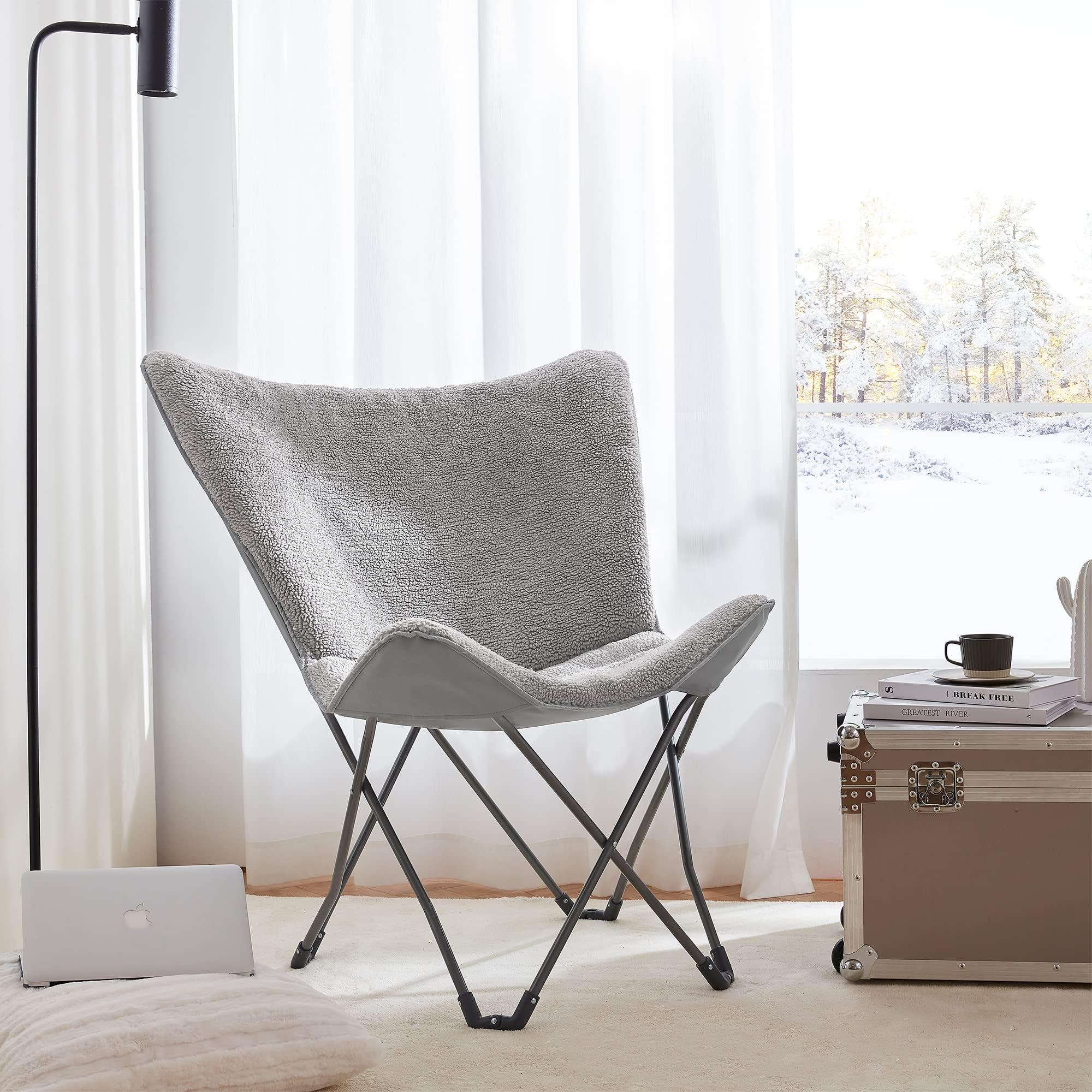 Amazon.com: Fur Butterfly Chair - Dark Gray : Home & Kitchen