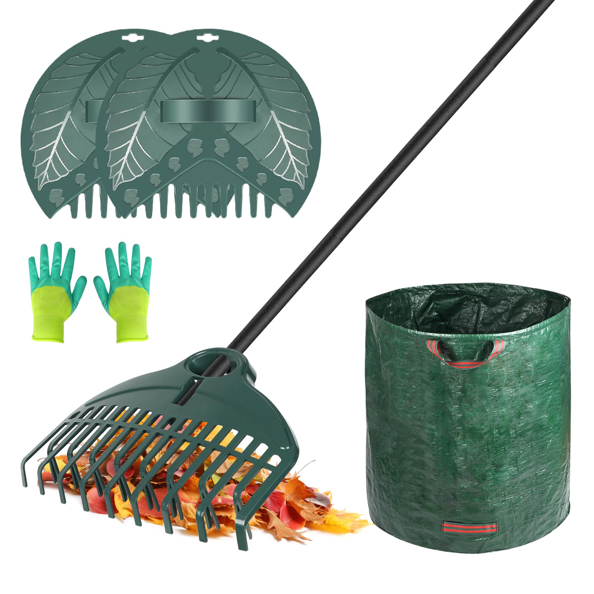 ORIENTOOLSGarden Tools Set Gardening Set with Rake Garden 160 cm Leaf Rake Gloves Garden Waste Bag Gifts for Garden Lovers