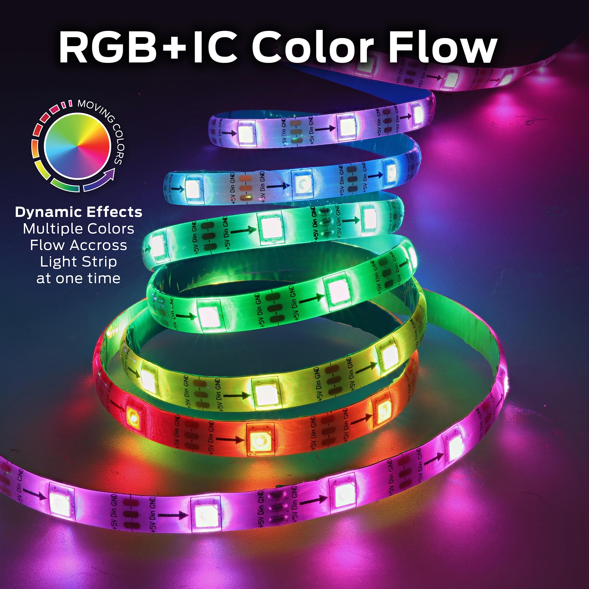 Monster Smart RGB+IC LED-Streifen: Soundreaktive Lichtstreifen für Schlafzimmer, App und Sprachsteuerung, RGB-Lichtstreifen für Zimmer, Alexa Google Home, Razer Chroma Sync, 30 m