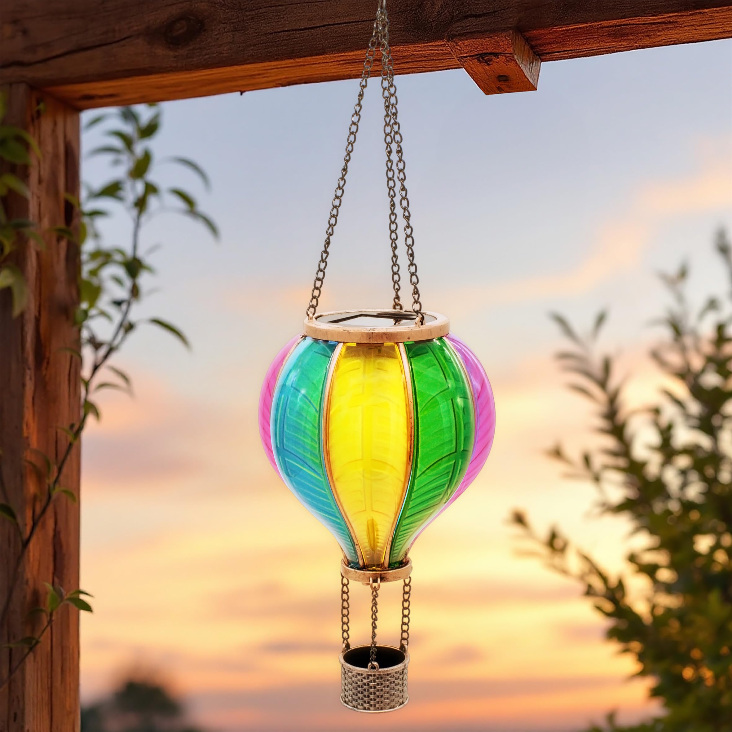 Solar Heißluftballon Deko - Acryl Gartenlicht Zum Aufhängen