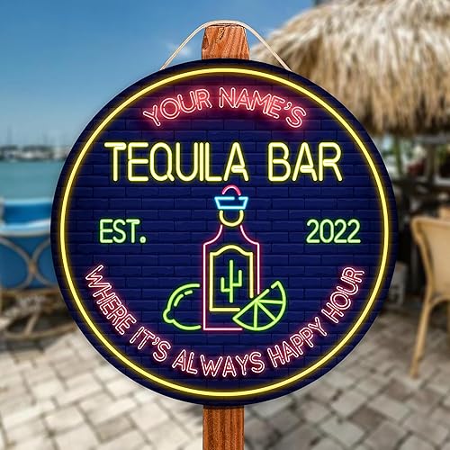 Miniatura 126 de Placa de pared de madera de bar de tequila mexicano personalizado, letrero de bar de México, letrero rústico para pub para el hogar, decoración de 01