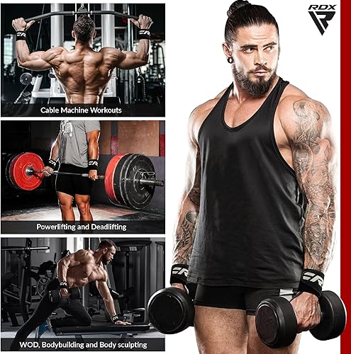 Miniatura 5 de RDX Muñequeras para levantamiento de pesas (par), aprobadas por IPL USPA, correas elásticas de algodón de 18 pulgadas, soporte con bucle para el