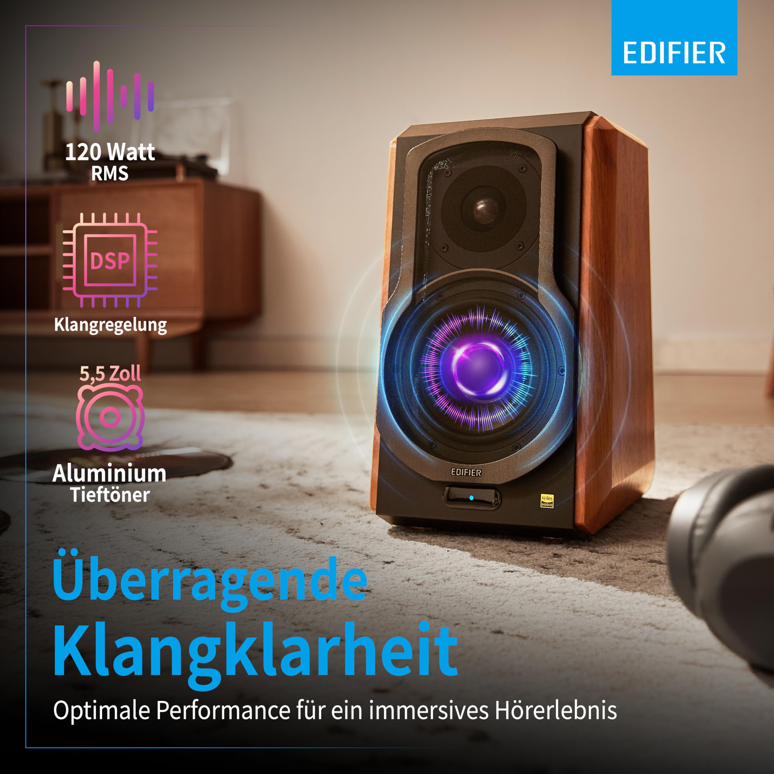 Edifier S1000W WiFi Lautsprecher mit Bluetooth, digitalen und analogen Eingängen Funktioniert mit Amazon Alexa, Apple AirPlay 2, Spotify, Tidal und noch mehr.