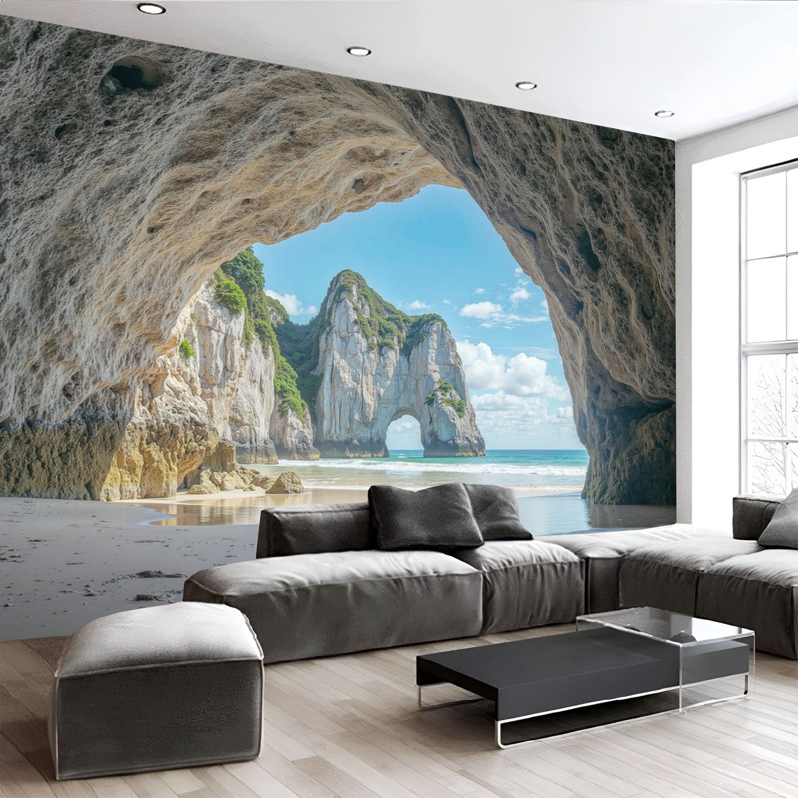 Papier peint panoramique soie brun clair 450x315cm grand format