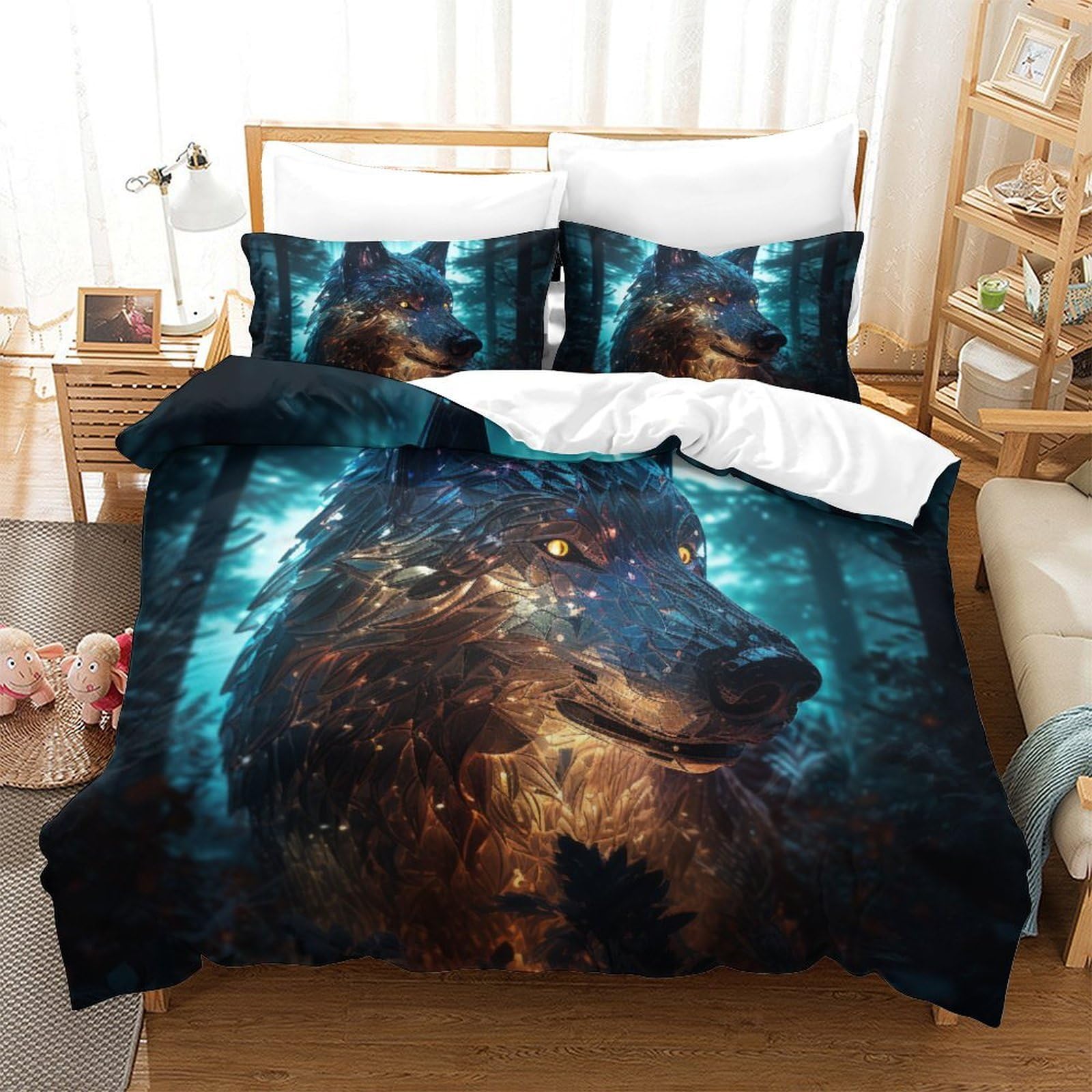 Housse de couette loup 3D grand format, le cadeau idéal pour décorer une chambre de garçon