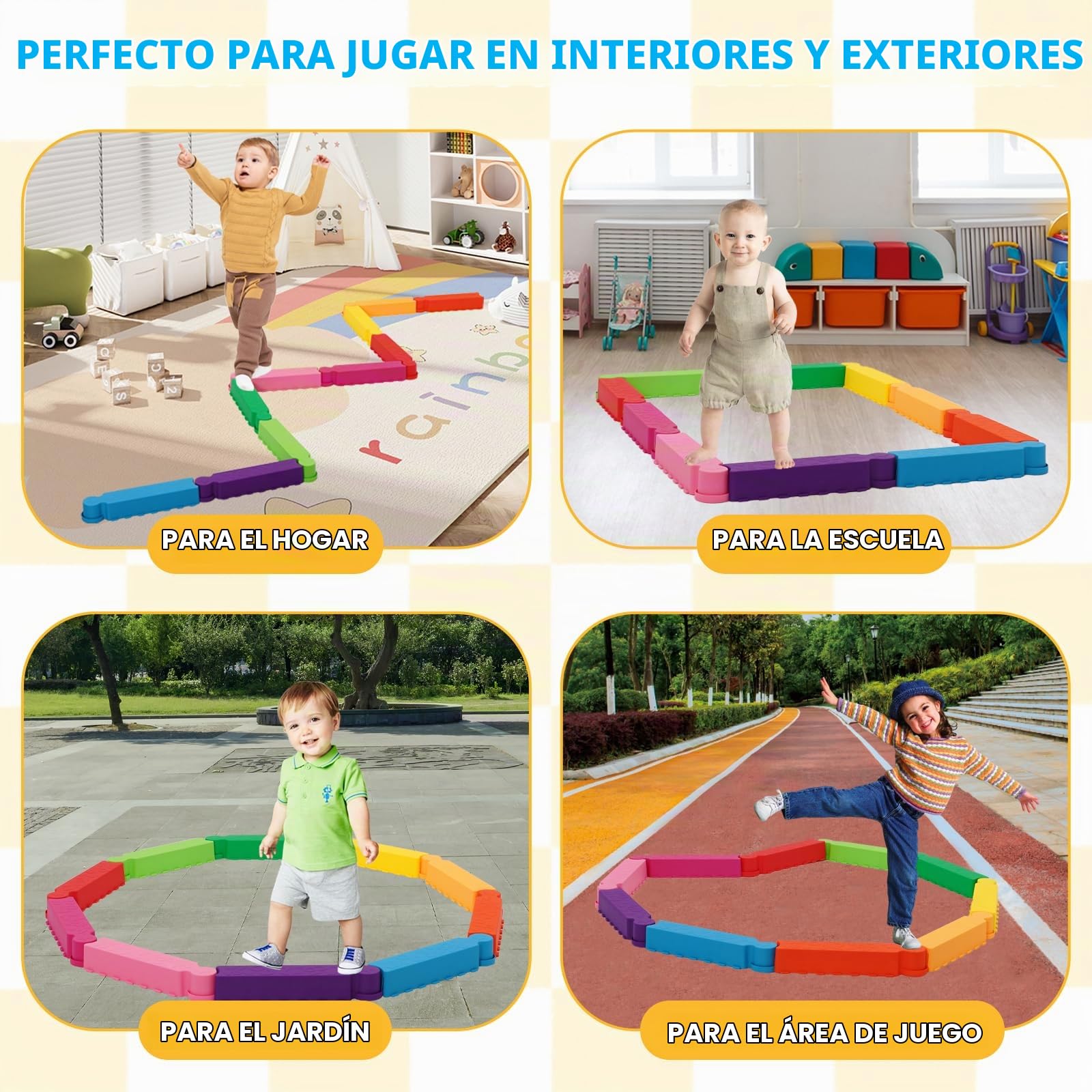 Viga de Equilibrio para Niños, Piedras de Paso para Niño, 10 Piedras Antideslizantes que Fomentan el Equilibrio Juguetes de Interior y Exterior Regalo para Niños Mayores 3 Años